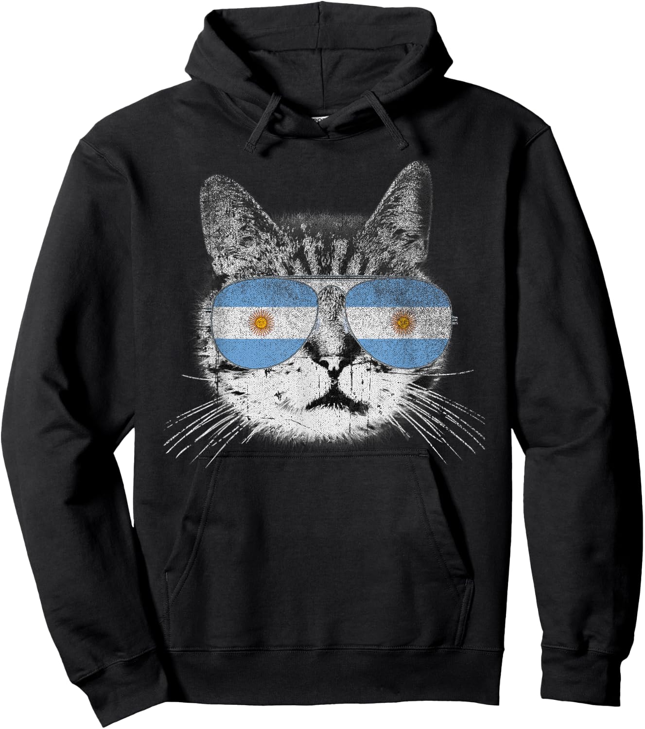 Cat Shirt Argentina Flag Country Retro Funny Men Women Gift Hoodie - Hoodie | Black