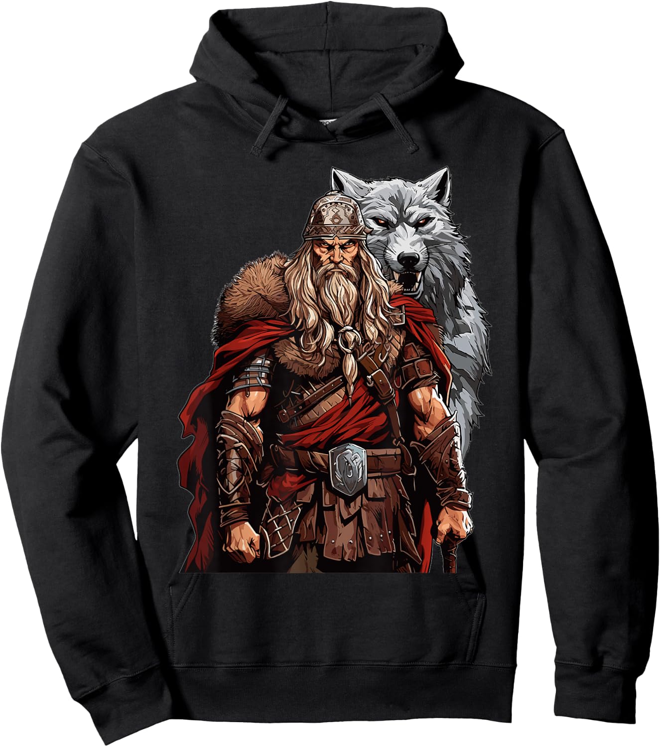 Viking Warrior With Wolf Norse Mythology Hoodie - Hoodie | Black