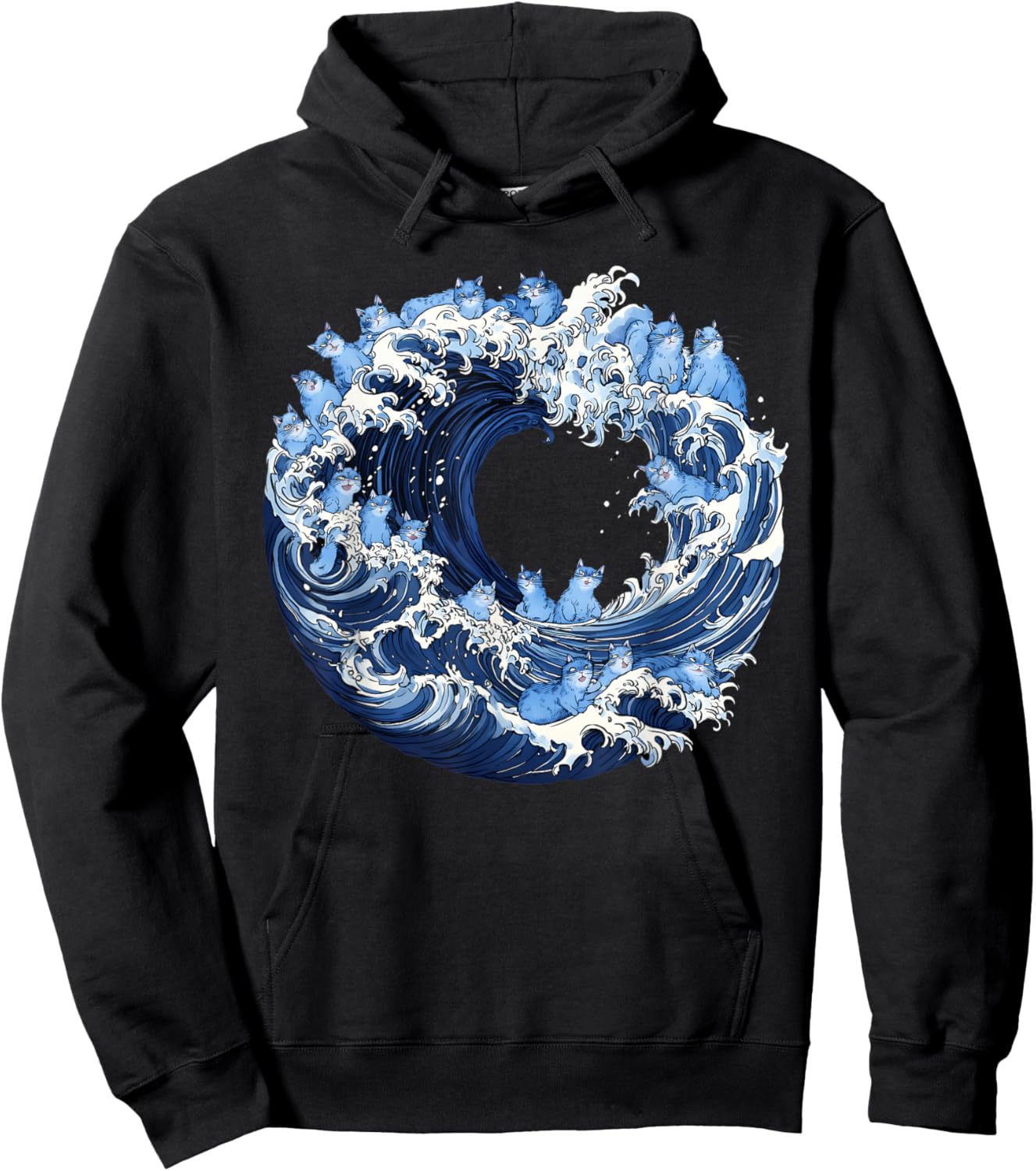 Cute Wave of Blue Cats for Kamala Hoodie - Hoodie | Black