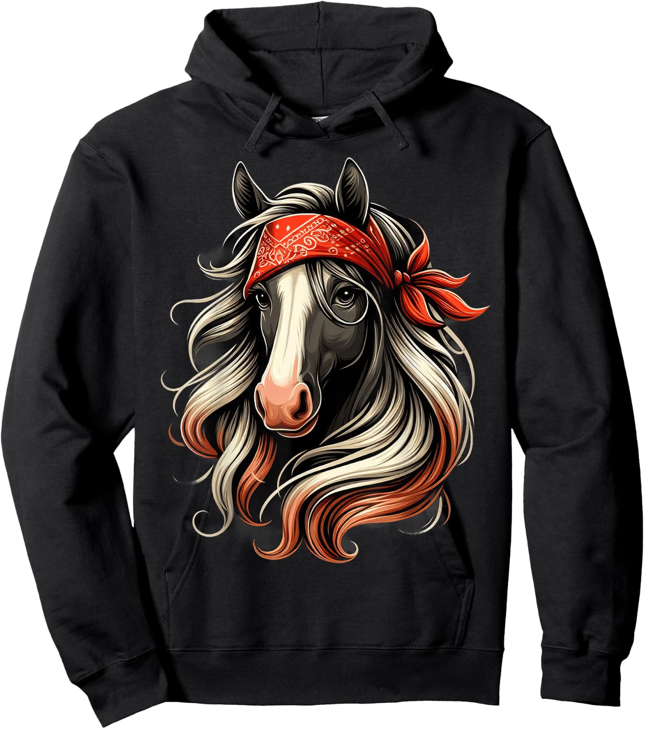 Horse Bandana T Shirt for Horseback Riding Horse Lover Hoodie - Hoodie | Black