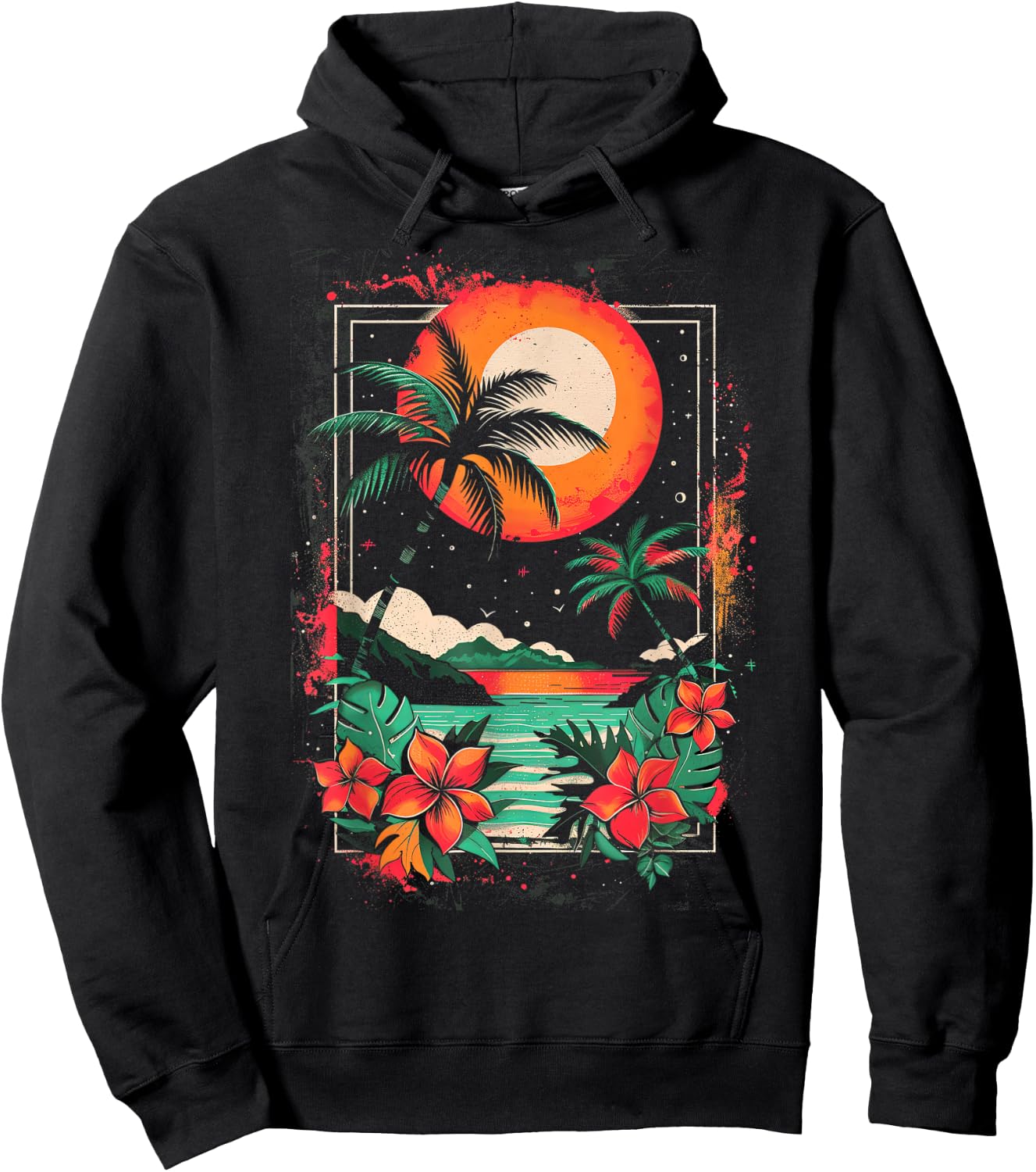 Hawaiian Design | Cool | S - 6XL | Men's Graphic Hoodie - Hoodie | Black