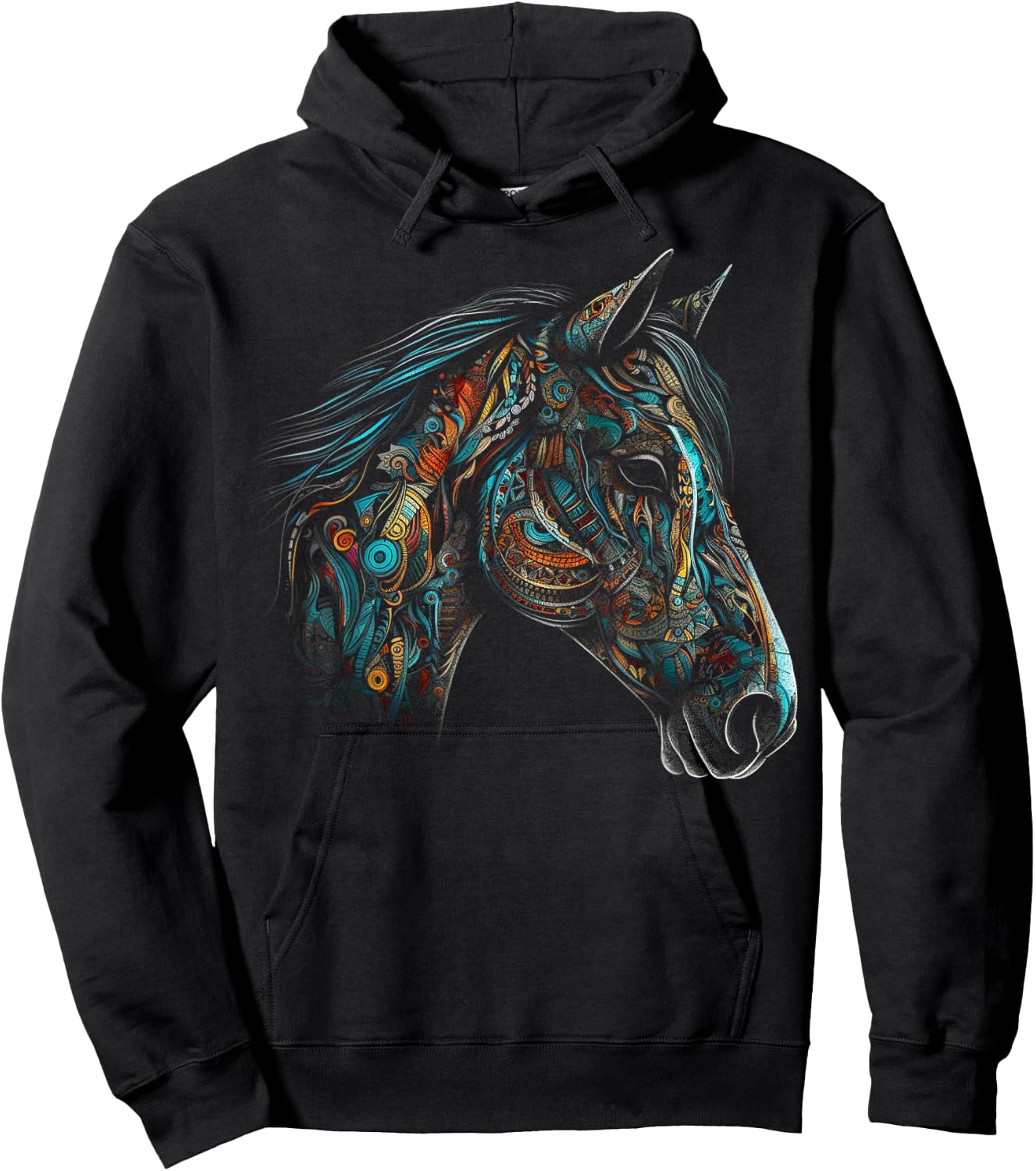 Horse Art - Horse Motif Animal Horse Hoodie - Hoodie | Black