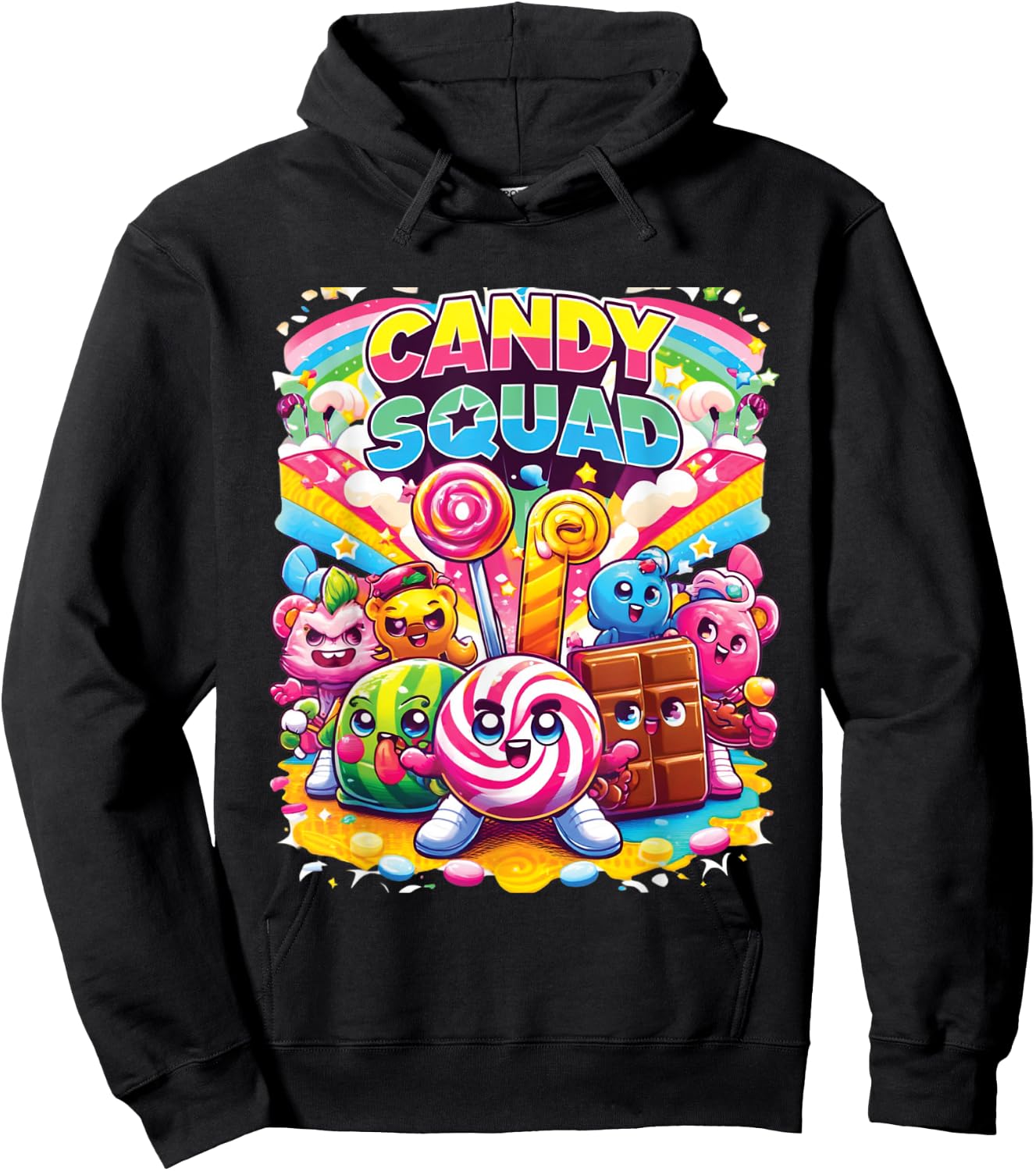Candyland Party Candy Squad Colorful Candy For Kids Sweetie Hoodie - Hoodie | Black