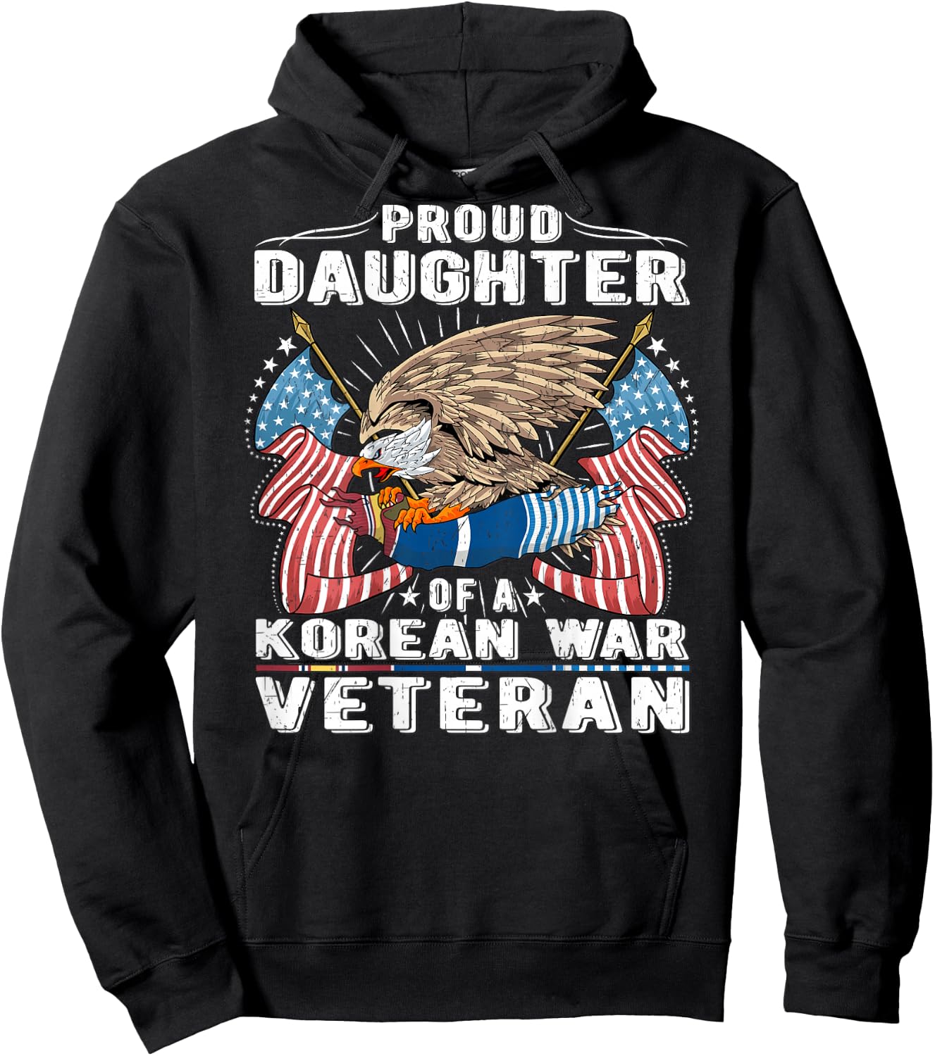 Proud Daughter Of A Korean War Veteran Military Vet's Child Hoodie - Hoodie | Black