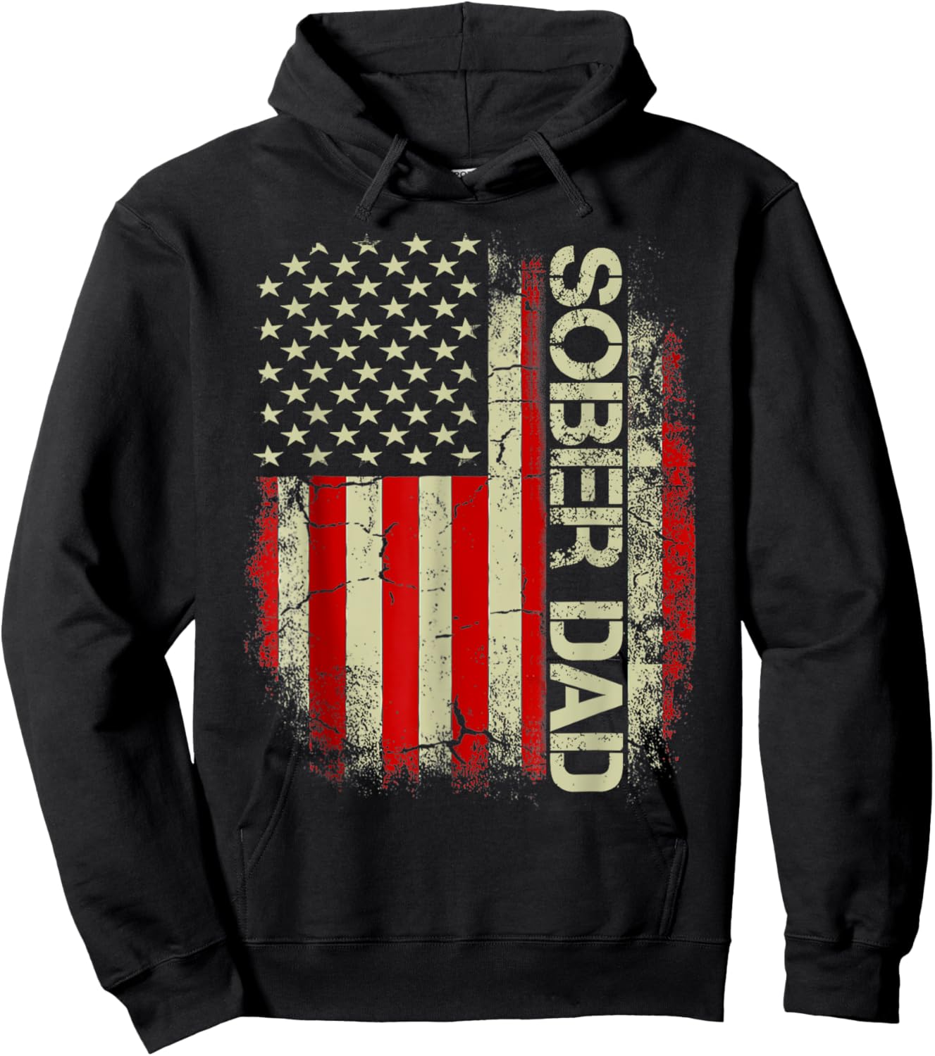 Sober Dad Fathers Day US Flag Sobriety Clean And Sober AA Hoodie - Hoodie | Black