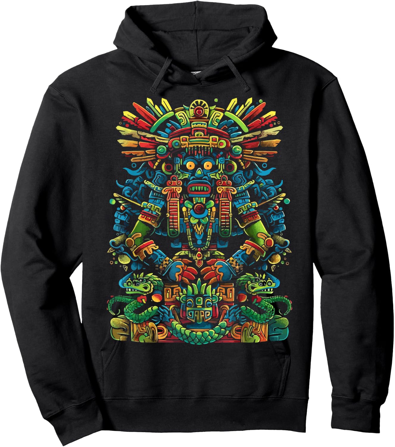 Aztec God Aztec Culture Mayan Indigenous Tlaloc Statue Hoodie - Hoodie | Black