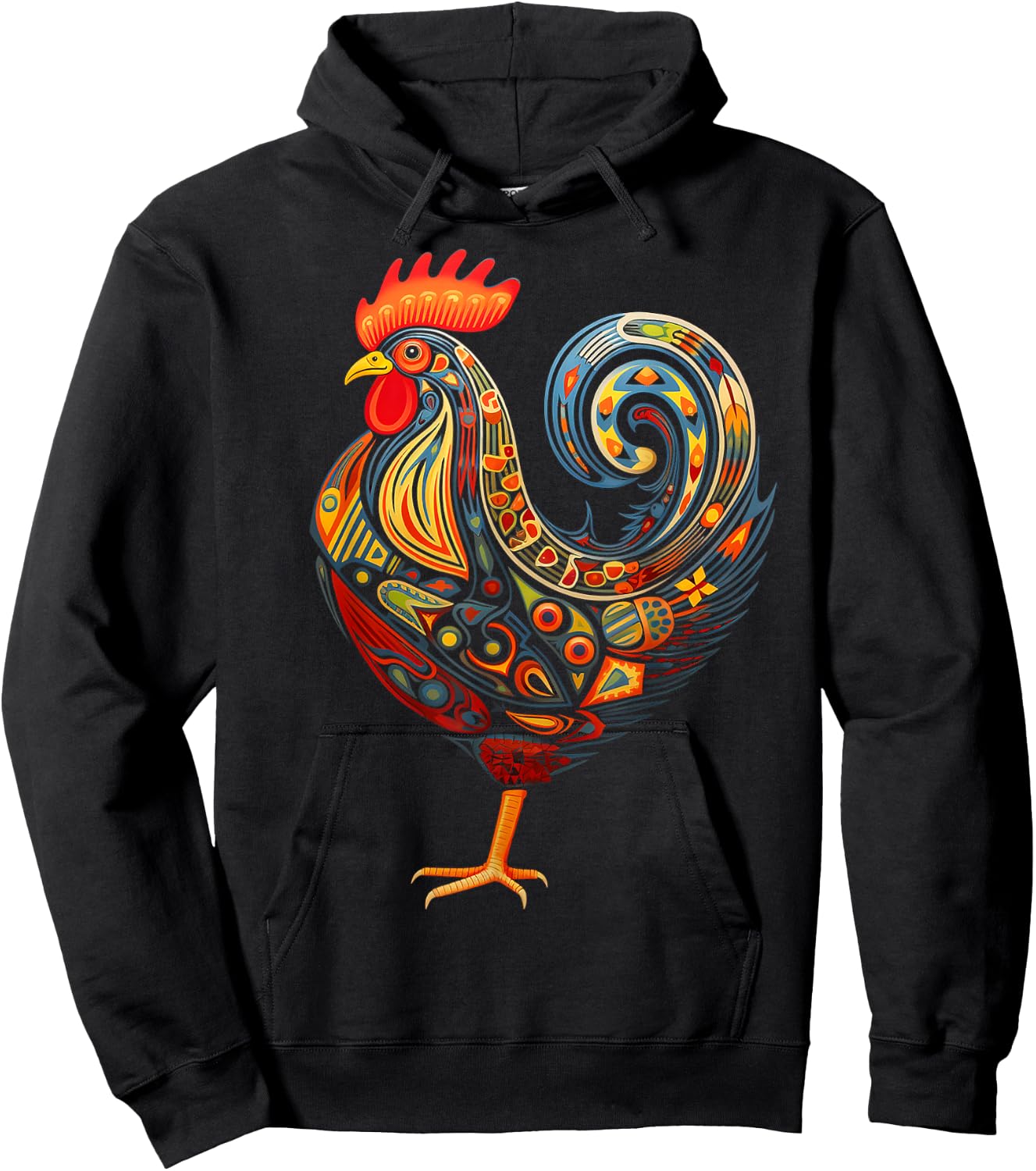 Chicken Mandala Animal Motif Illustration Chicken Hoodie - Hoodie | Black