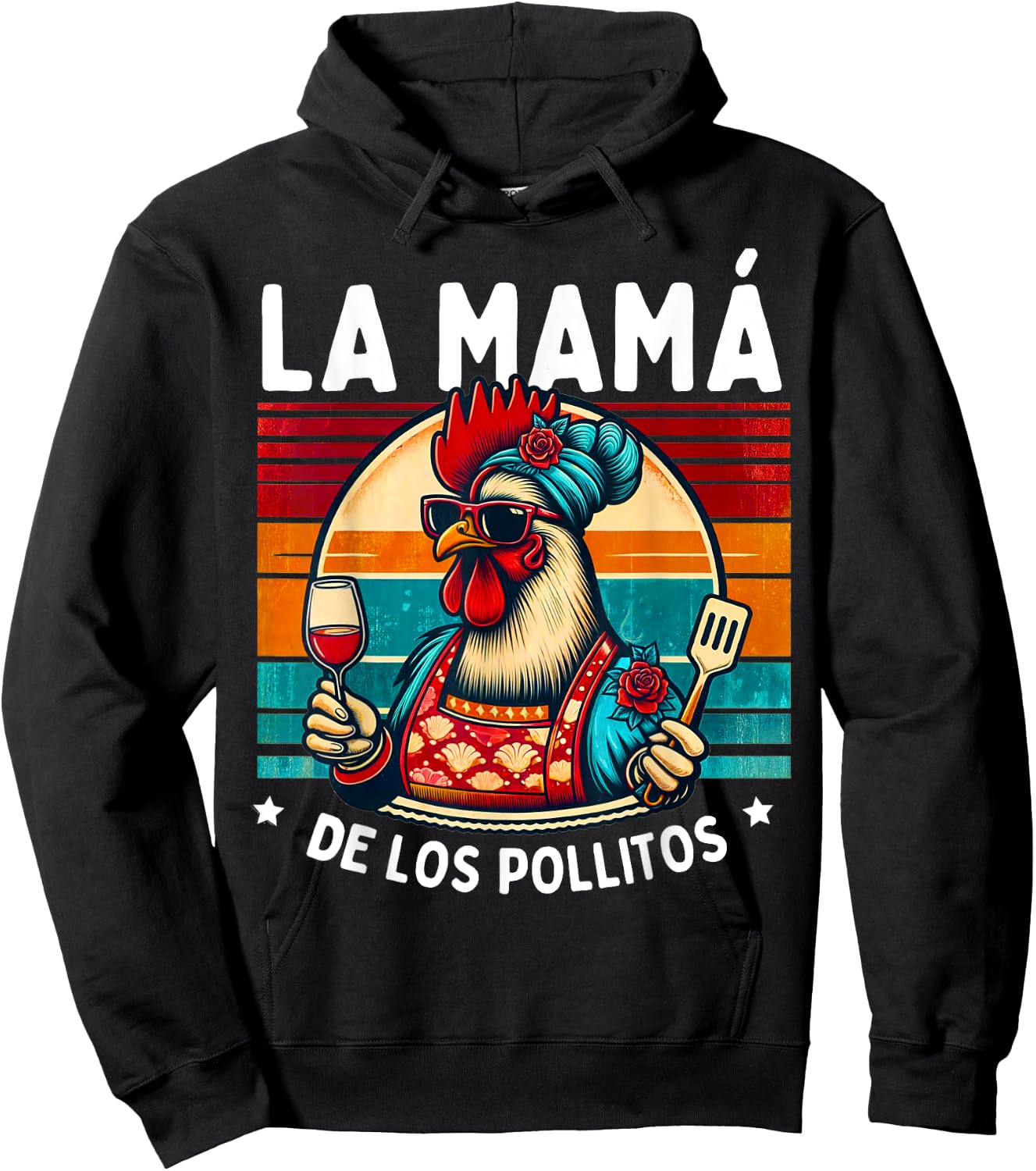 La Mamá De Los Pollitos Funny Spanish Mama Mom Mommy Hoodie - Hoodie | Black