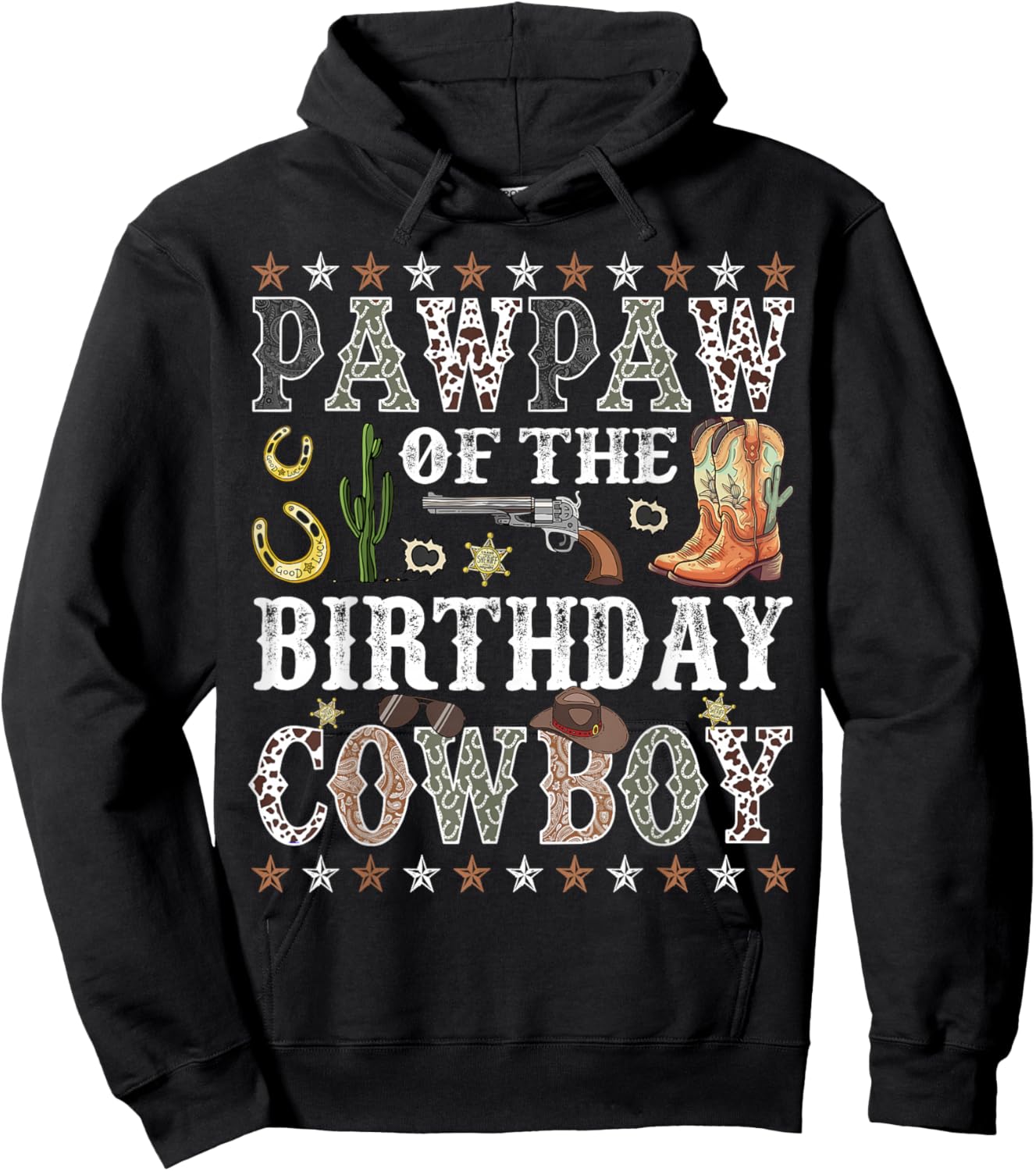 Pawpaw Of The Birthday Cowboy Rodeo Pawpaw Hoodie - Hoodie | Black