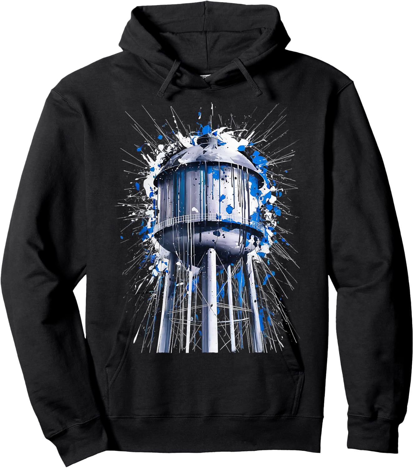 Water Tower Art Splatter Design for Urban Style Fans Hoodie - Hoodie | Black