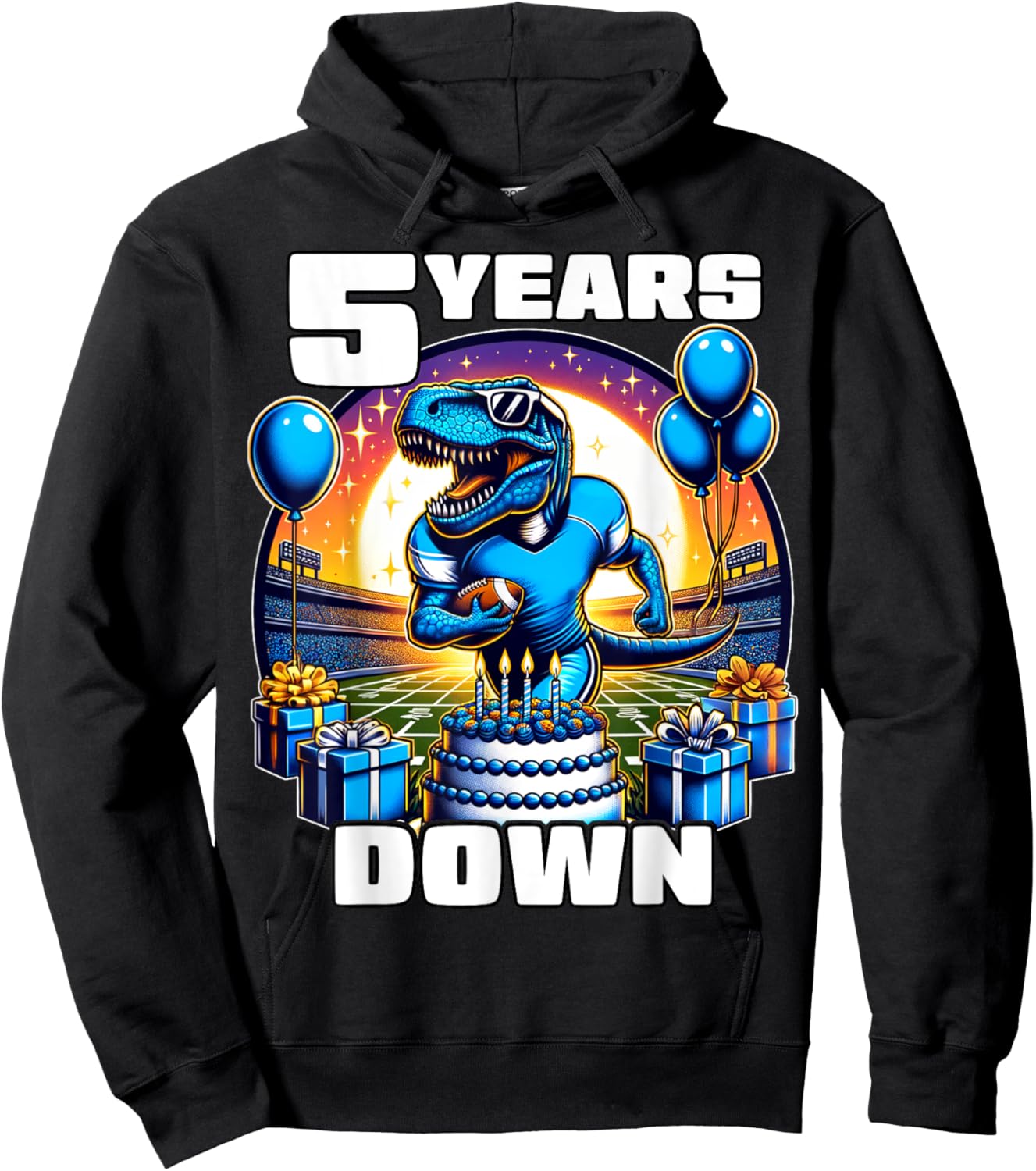 5th Birthday Football Shirt 5 Year Old Kids Football Shirt Hoodie - Hoodie | Black