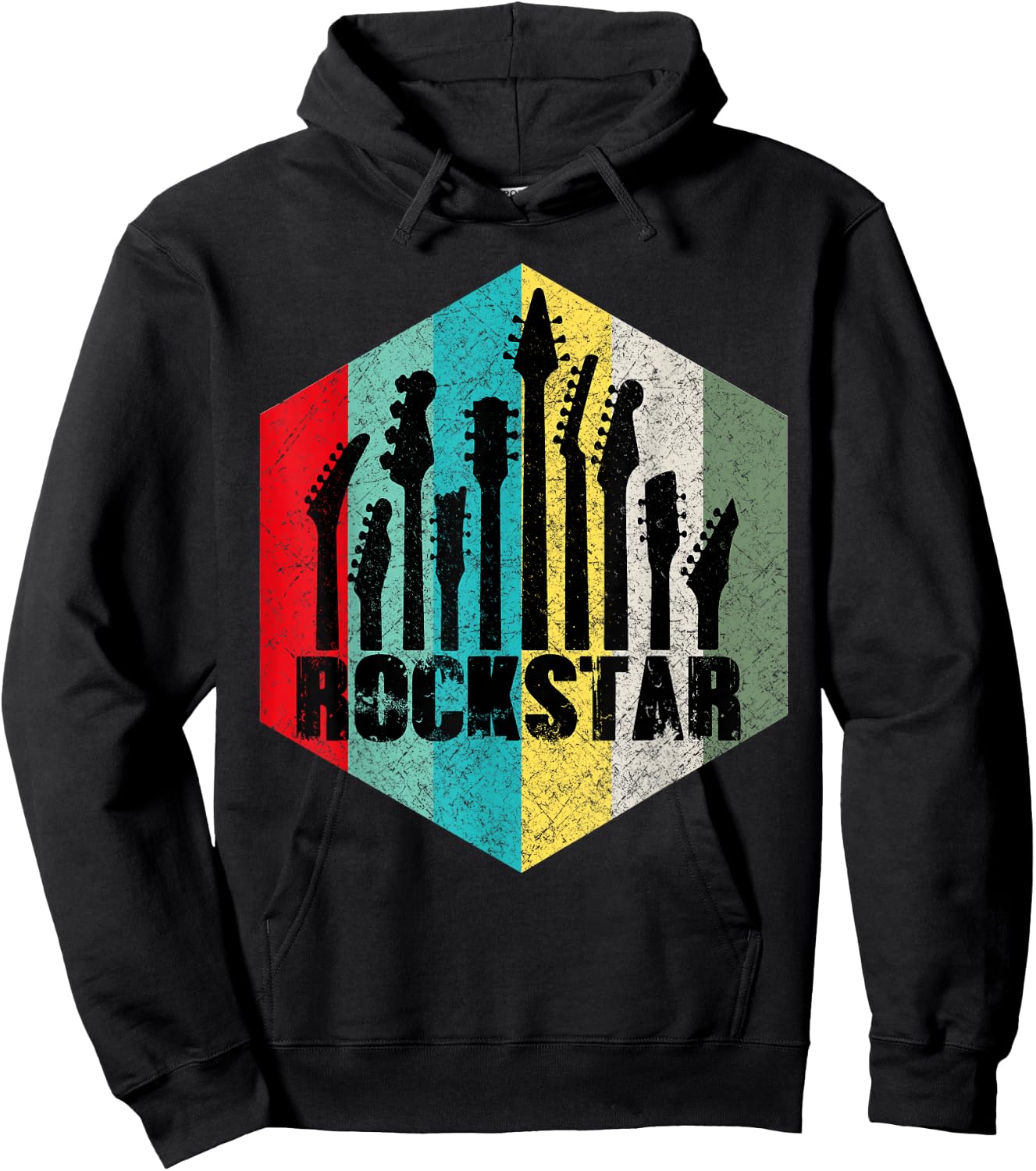 Kids Rockstar Vintage Guitar Hoodie - Hoodie | Black
