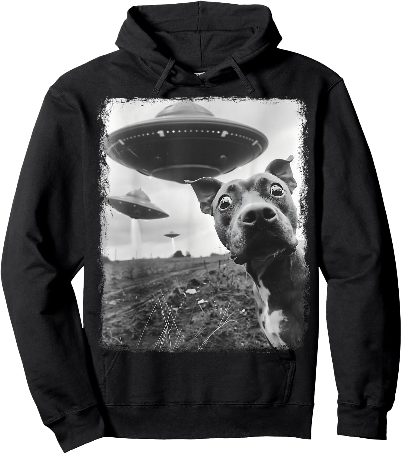 Staffordshire Bull Terrier Dog UFO Extraterrestrial Selfie Hoodie - Hoodie | Black