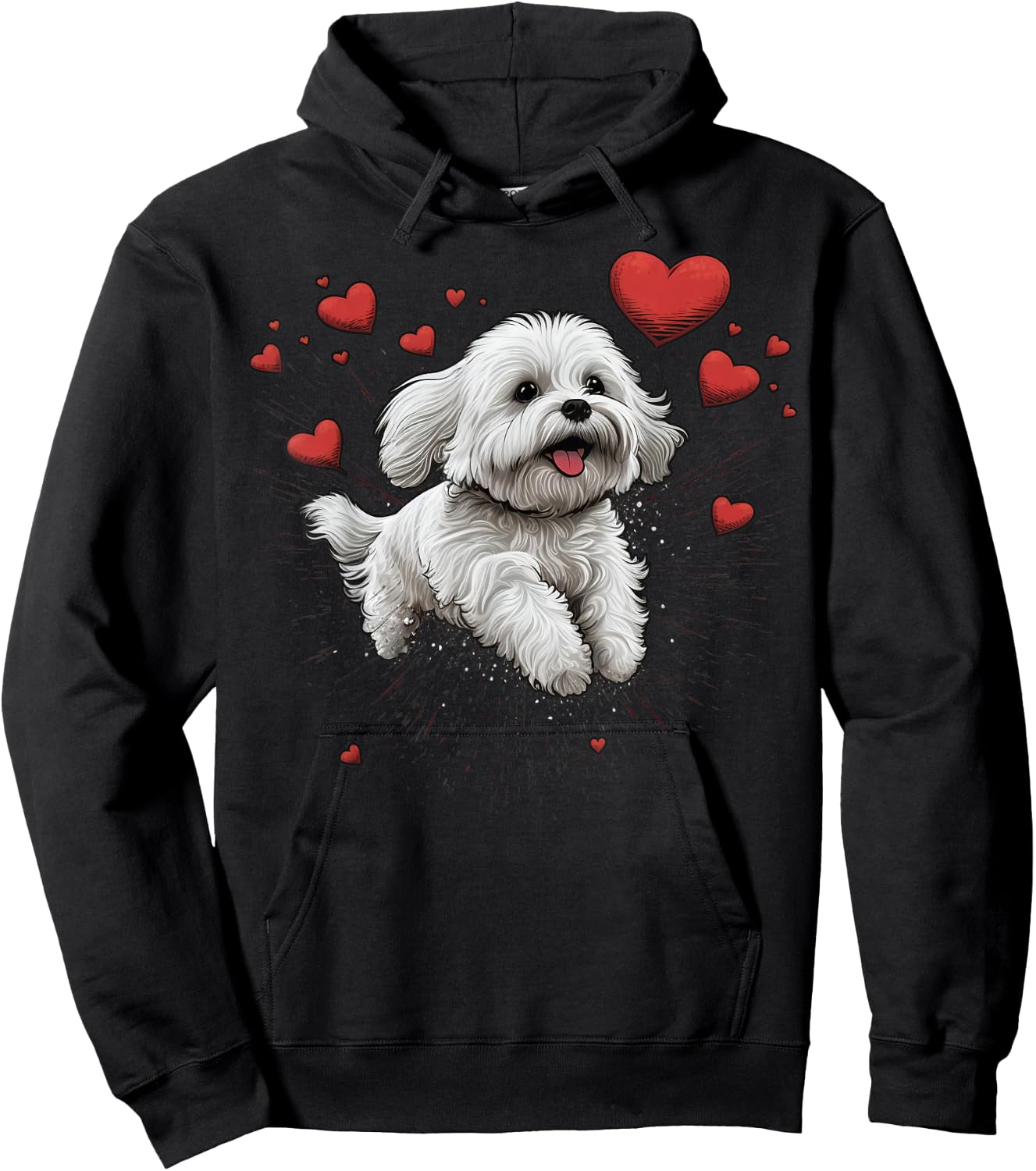 Maltese dog Love Heart for Valentines Day Maltese dog Lover Hoodie - Hoodie | Black