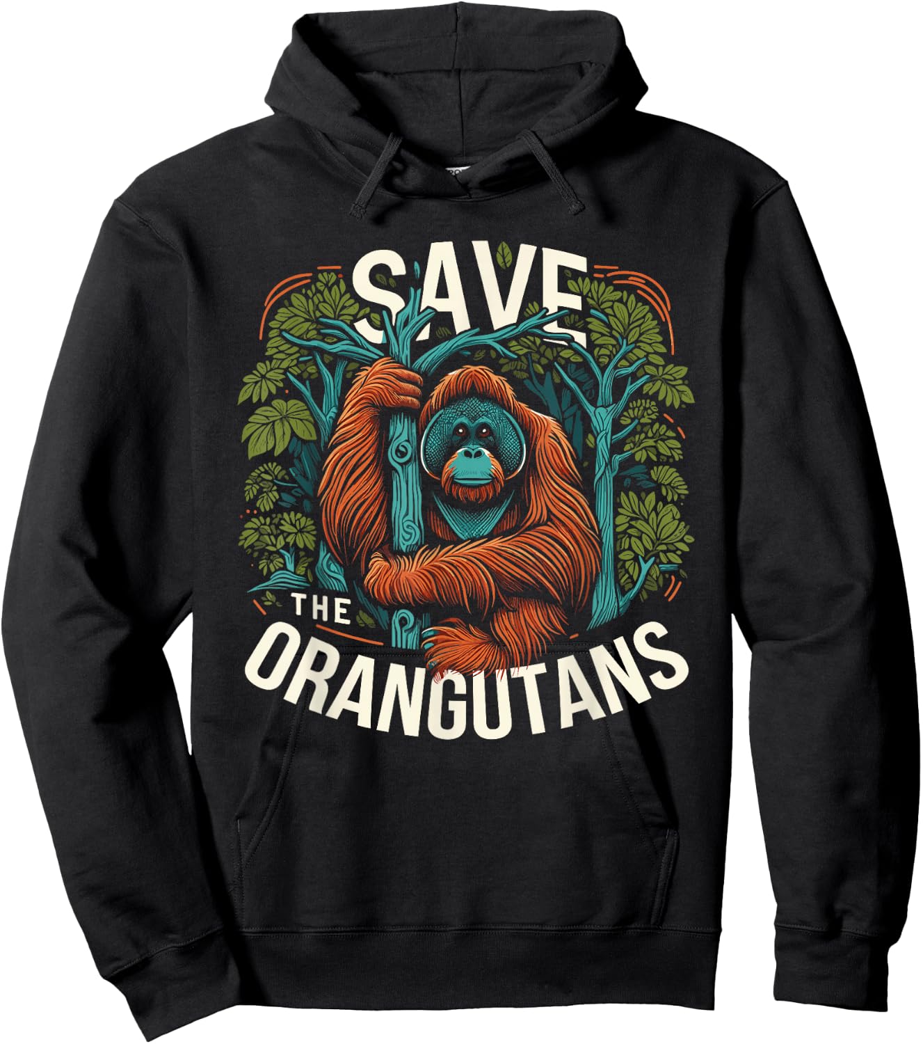 Save The Orangutans Monkey Ape Wildlife Conservation Hoodie - Hoodie | Black