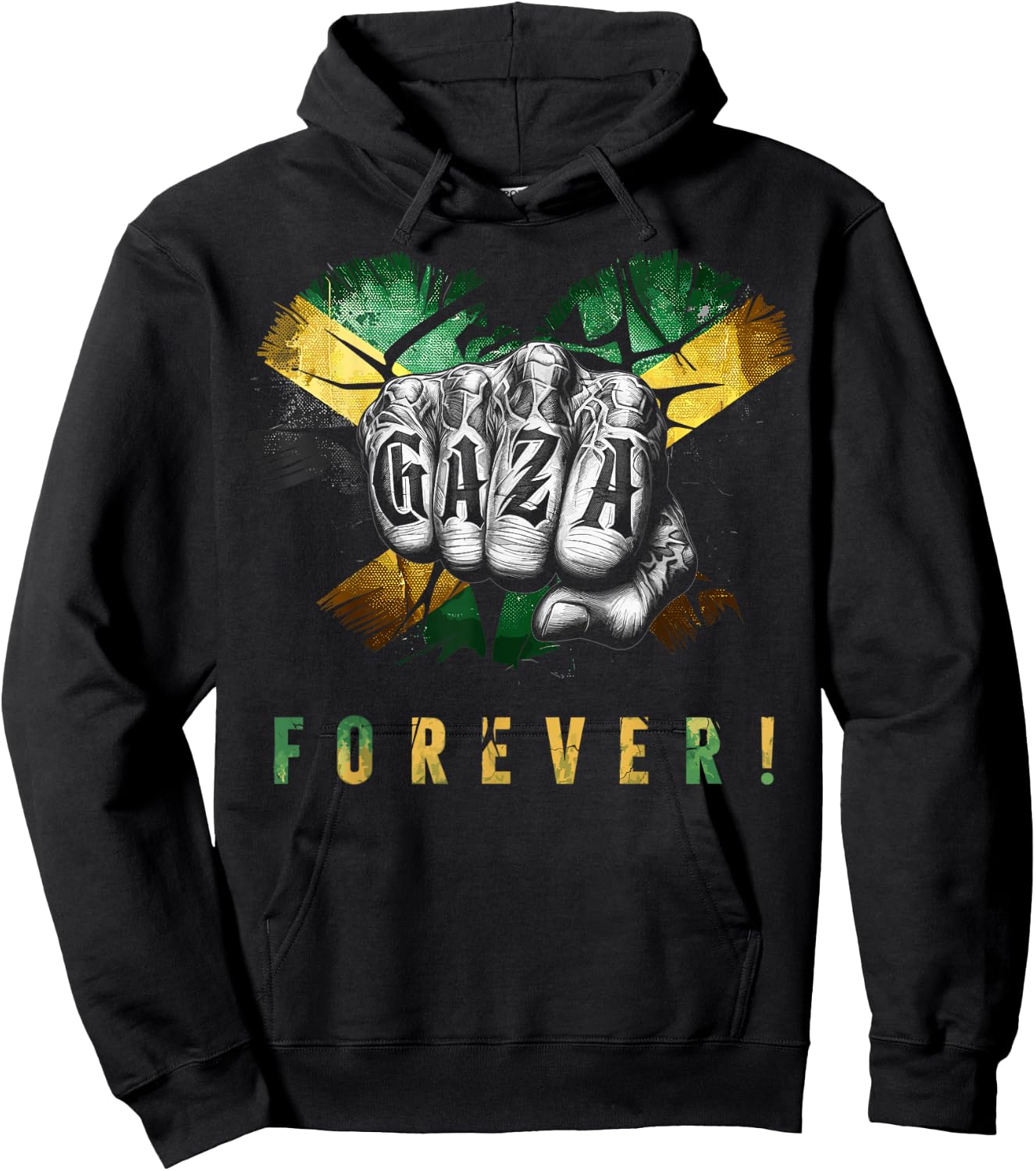 Gaza Forever Jamaican Flag Dancehall Vybz Fans Men, Women's Hoodie - Hoodie | Black