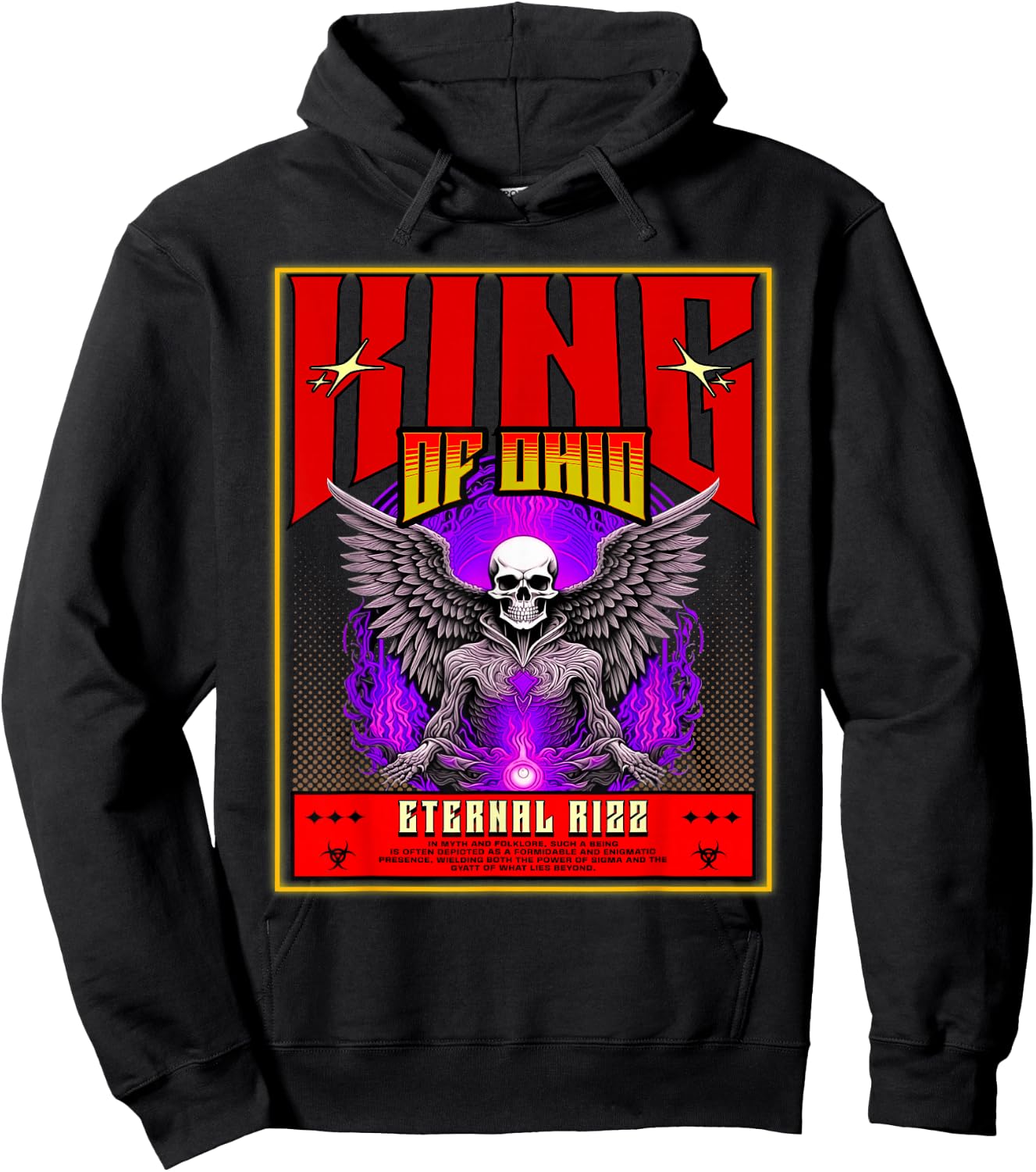 King Of Ohio Ironic Meme Brainrot Trendy Rizz Quote Hoodie - Hoodie | Black