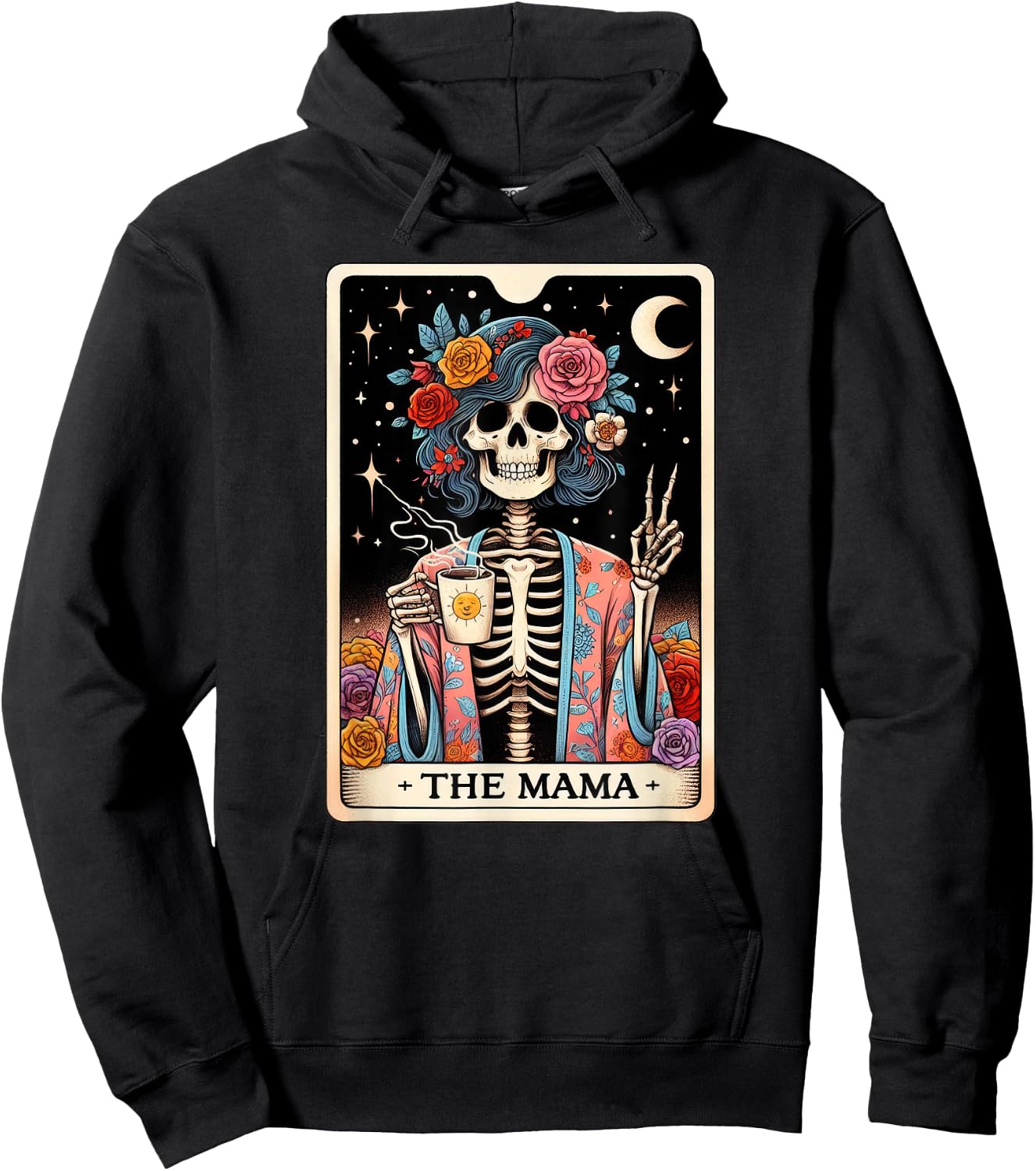 Cool Moms Day Mama Skeleton, Tarot Card Skeleton Graphic Hoodie - Hoodie | Black