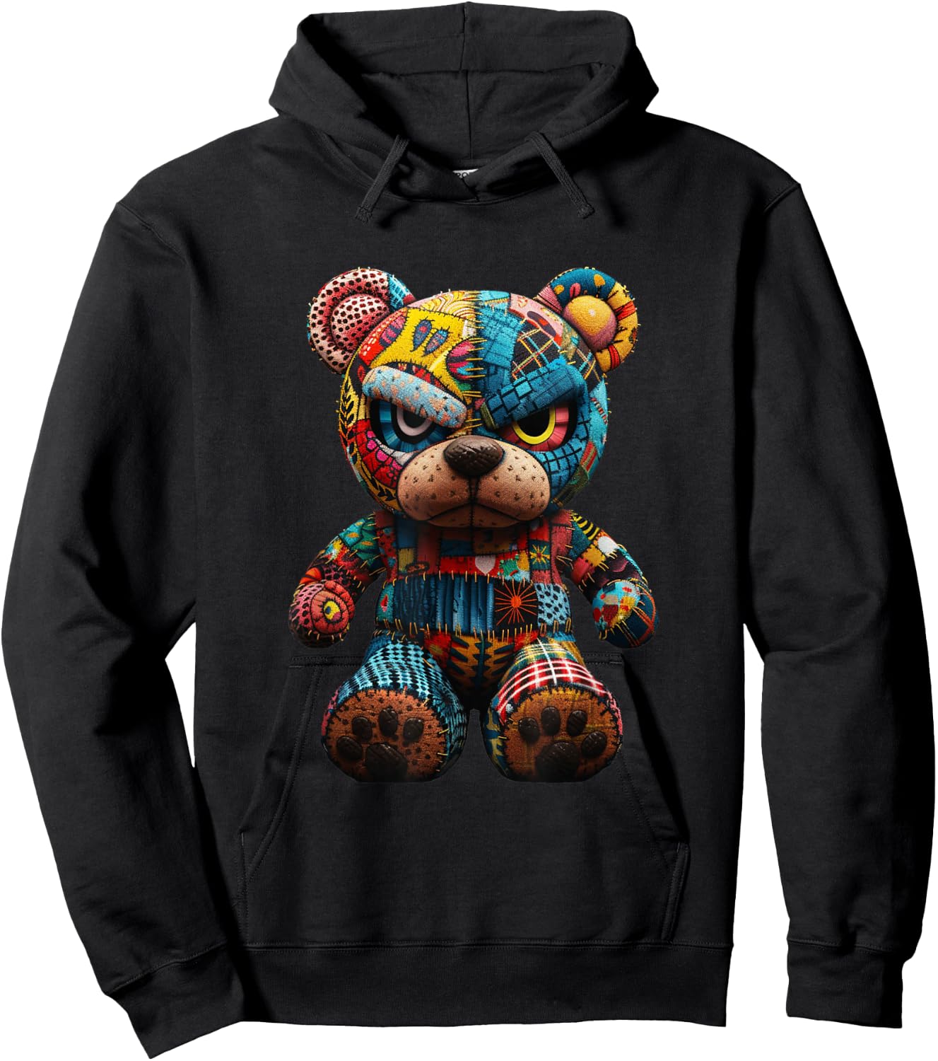 Funny Graphic Angry Teddy Bear Streetwear Hoodie - Hoodie | Black