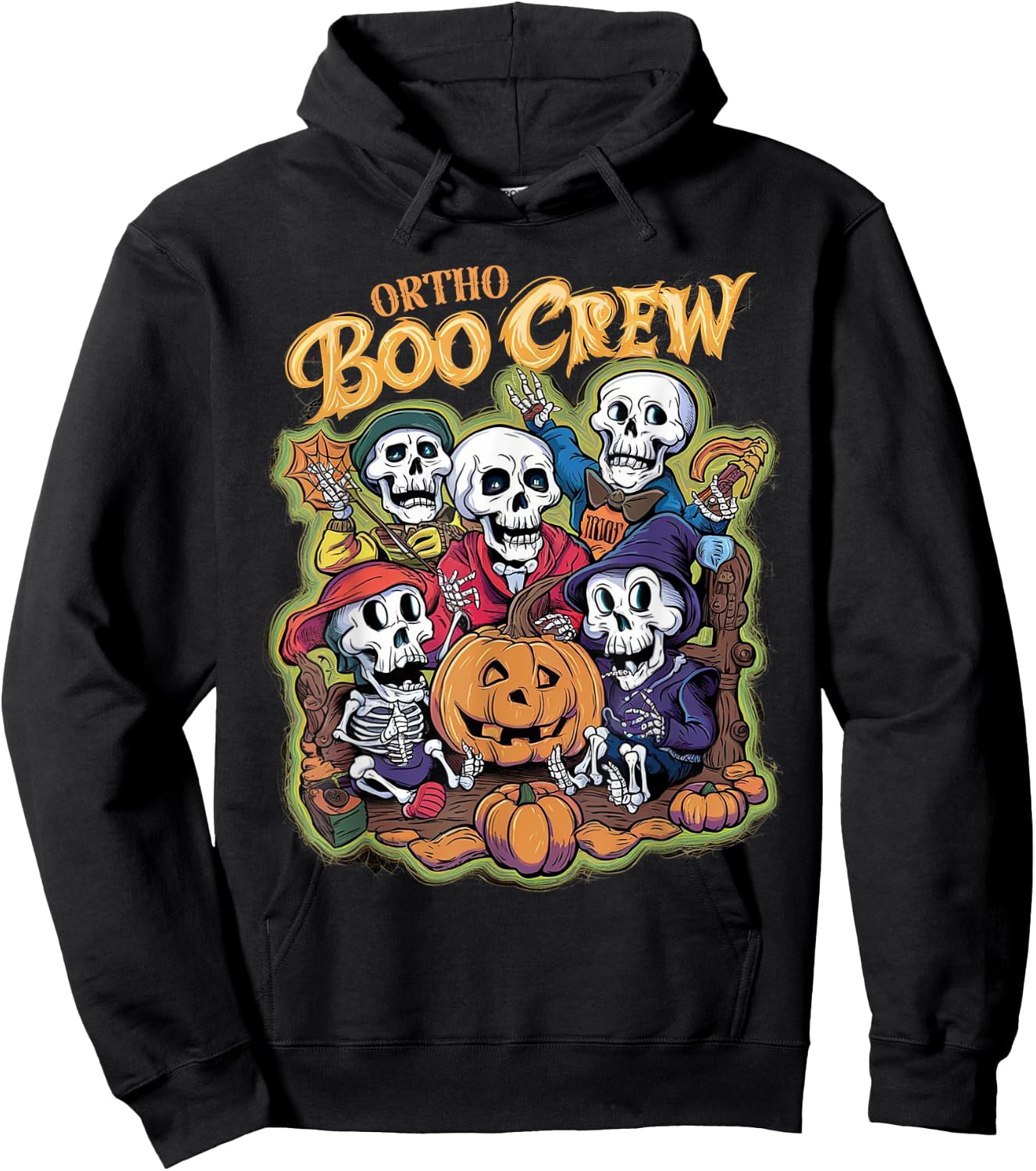 Ortho Squad Spooky Ortho Orthopedic Halloween Boo Crew Hoodie - Hoodie | Black
