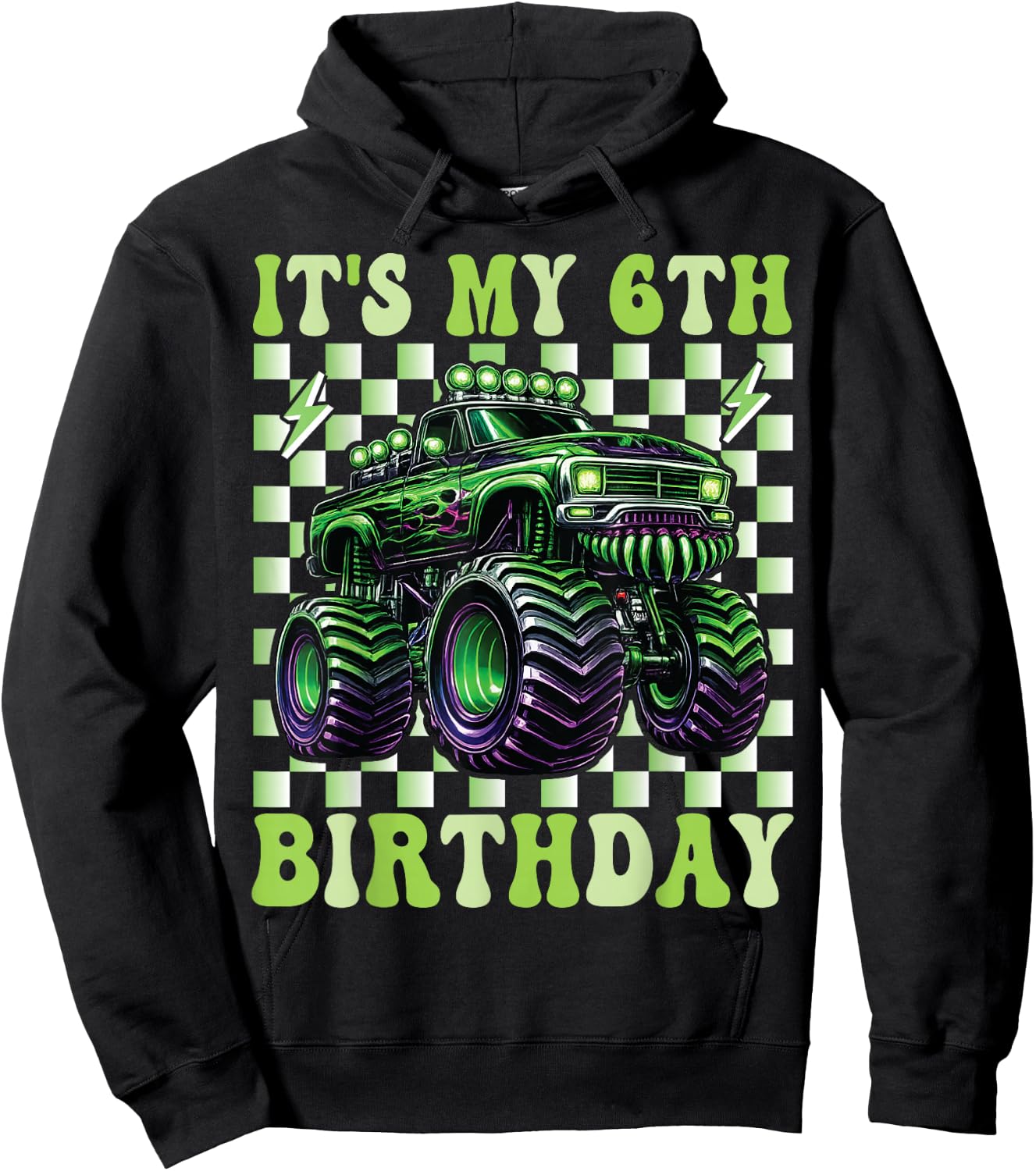 Its My 6th Birthday Monster Truck 6 Year Old Boys 6th Party Hoodie - Hoodie | Black