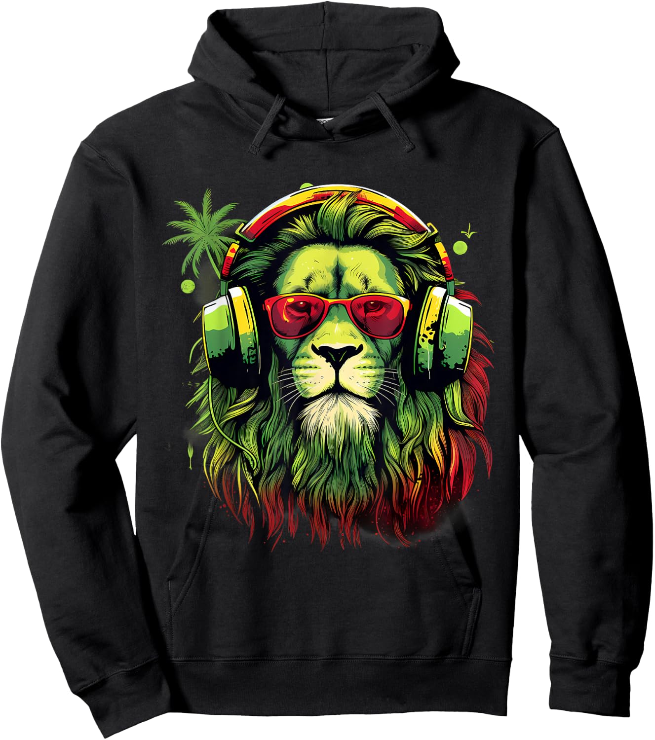 Rastafarian Pride Lion Of Judah Jamaica Rasta Reggae Lion Hoodie - Hoodie | Black