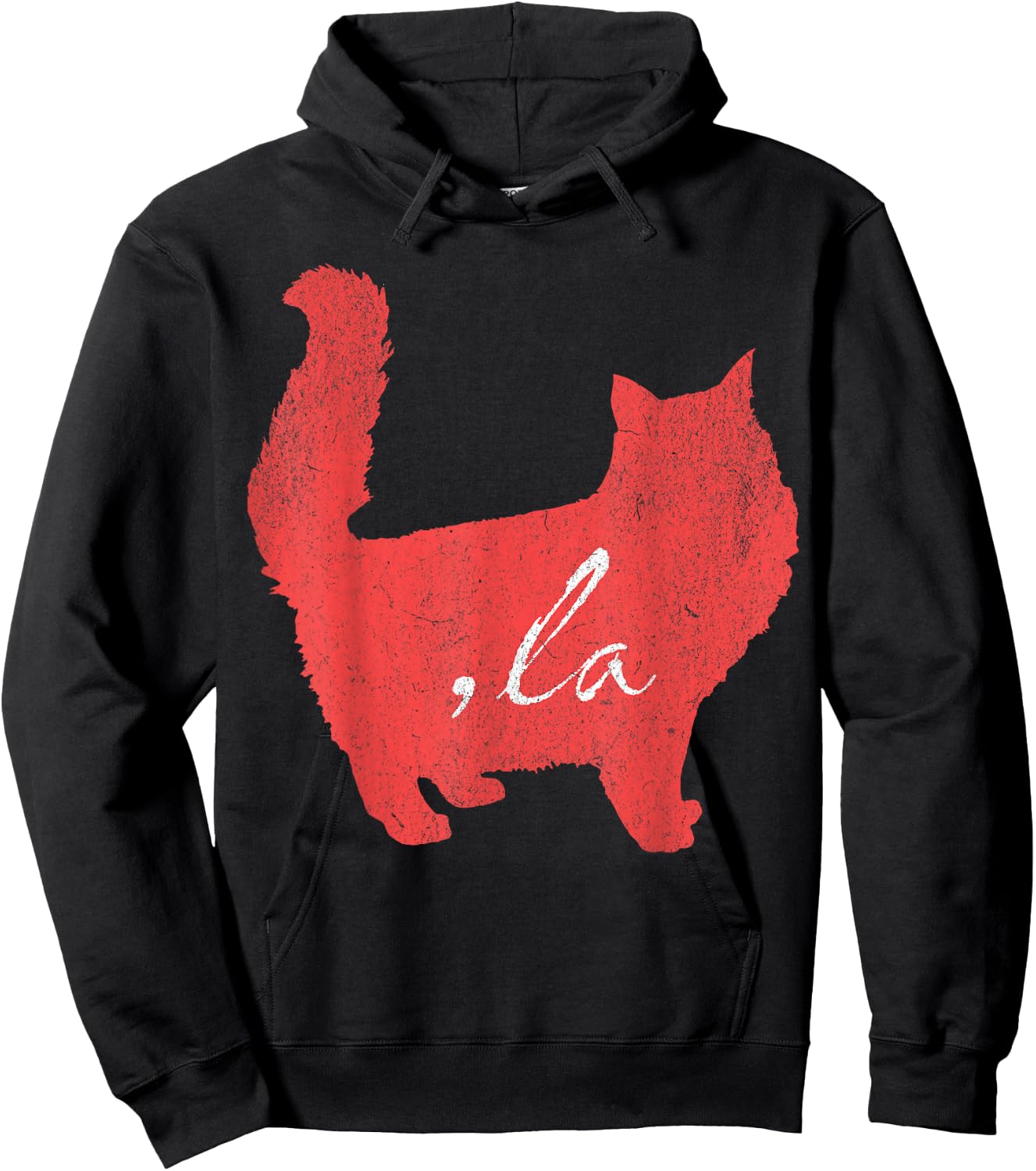 la/ Comma la/Comma la in A Red Cat Silhouette Women Girls Kids Hoodie - Hoodie | Black