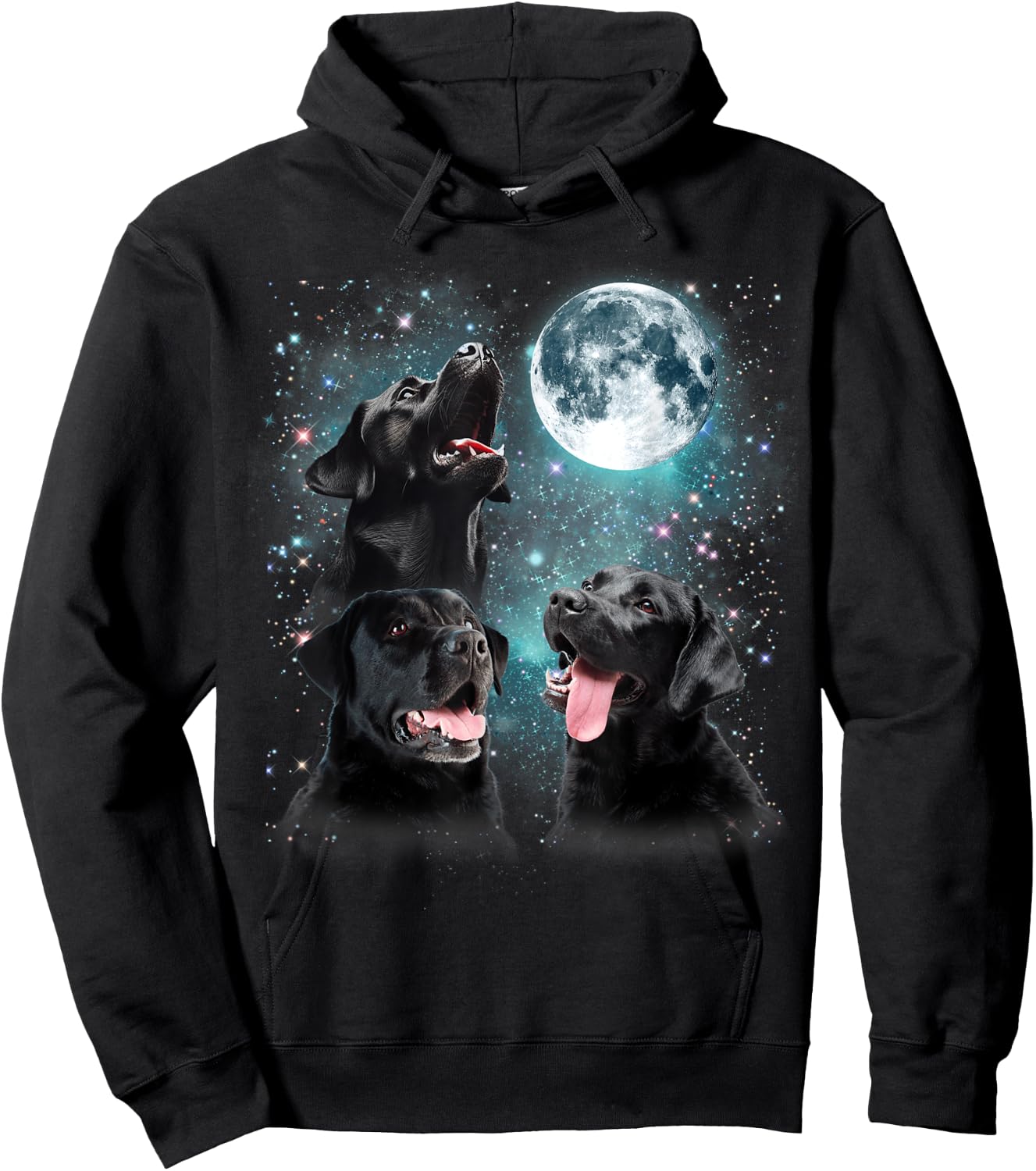 3 Black Lab Moon Howling Lab Head Funny Gifts Women Hoodie - Hoodie | Black