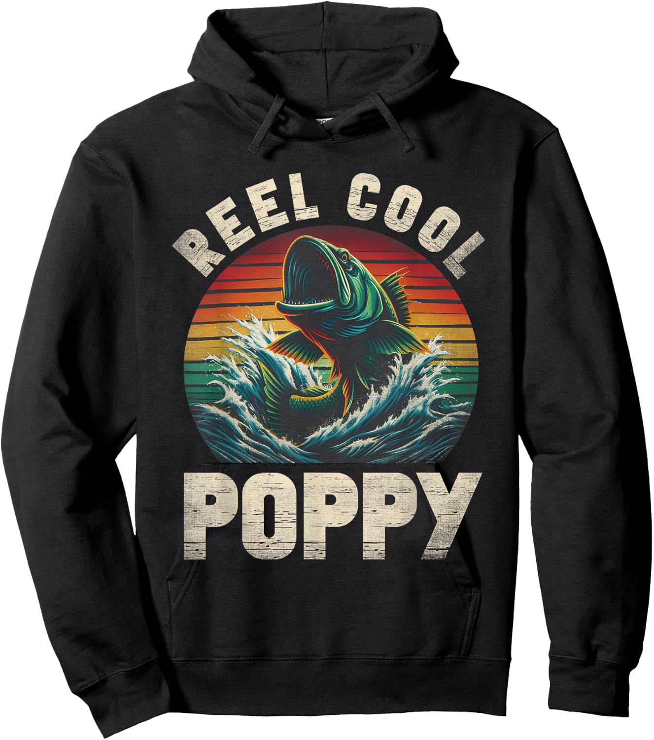 Reel Cool Poppy Fishing Poppy Father's Day Fisherman Fish Hoodie - Hoodie | Black