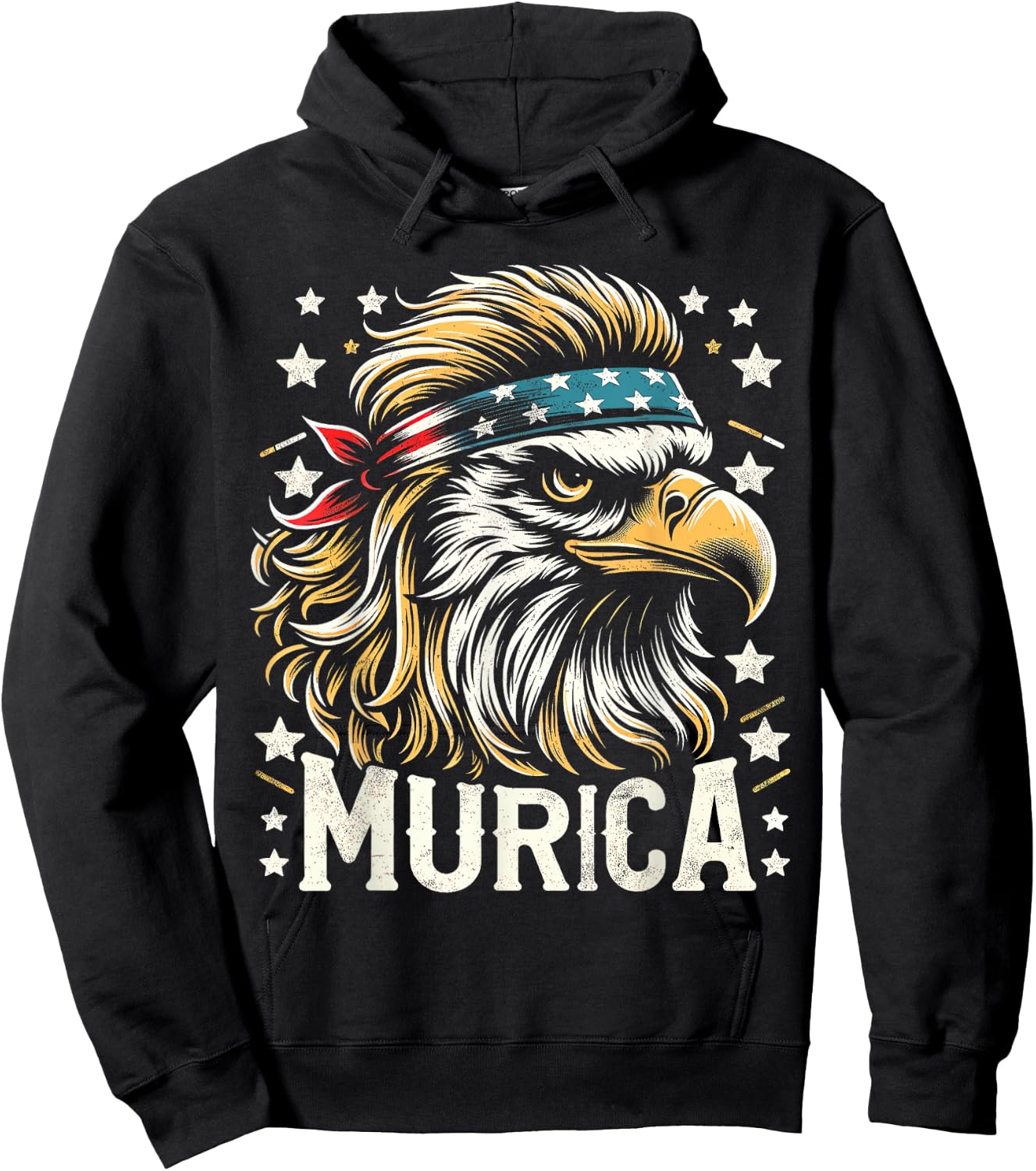 4th of July Patriotic Funny Eagle July 4th USA Murica Hoodie - Hoodie | Black