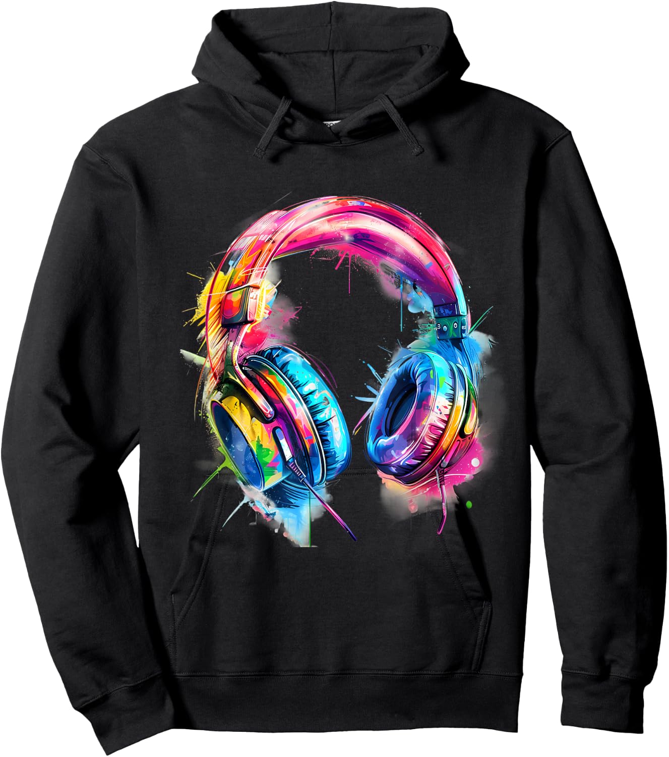 Headphones Music DJ Colourful Music Headphones Music Lover Hoodie - Hoodie | Black