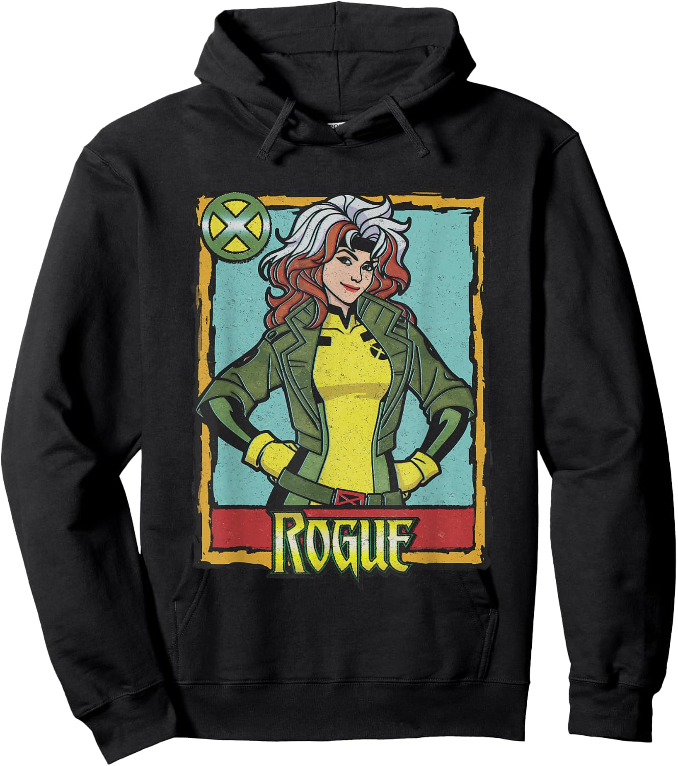 Marvel X-Men Rogue Vintage Playing Card Portrait Hoodie - Hoodie | Black