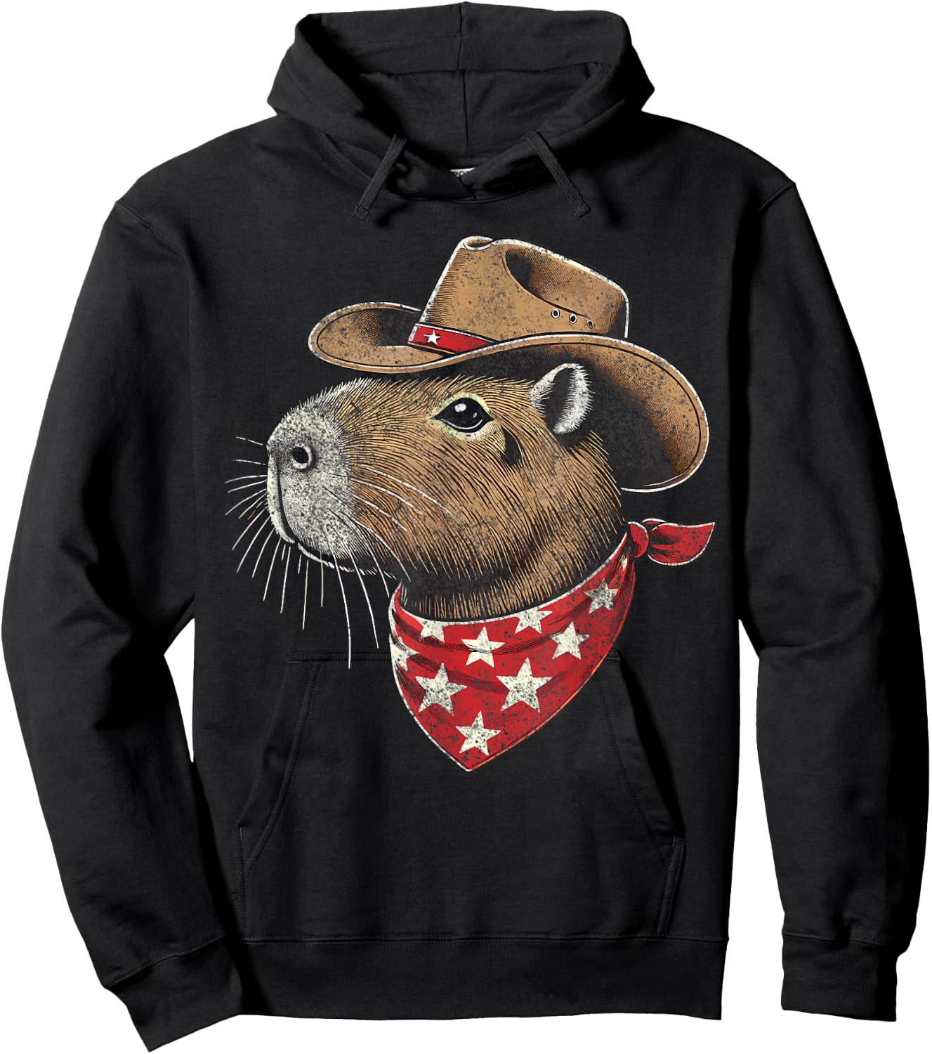 Capybara Cowboy Howdy Retro Capybara Hoodie - Hoodie | Black