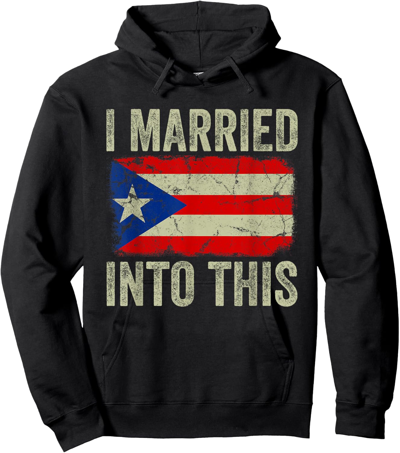 I Married Into This Puerto Rican Funny In Law Wedding Photo Hoodie - Hoodie | Black
