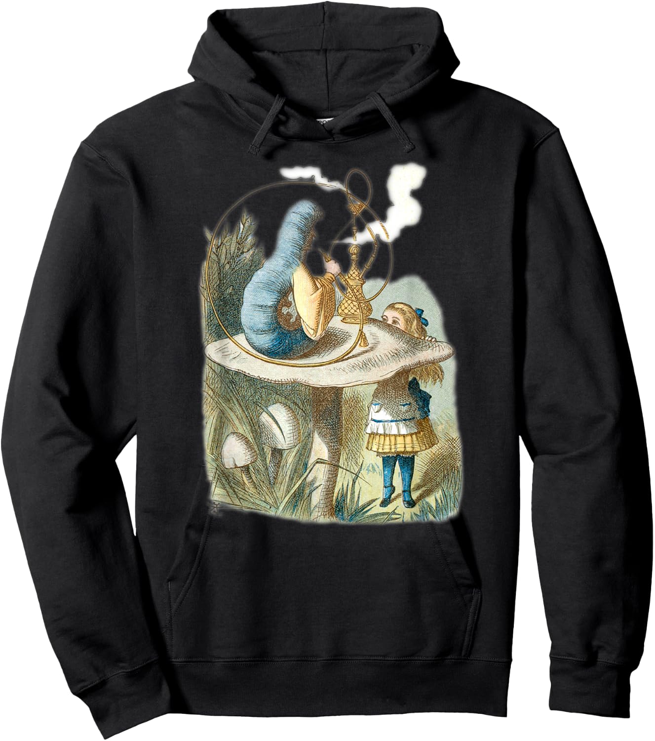 Smoking Blue Caterpillar - Alice in Wonderland Hoodie - Hoodie | Black