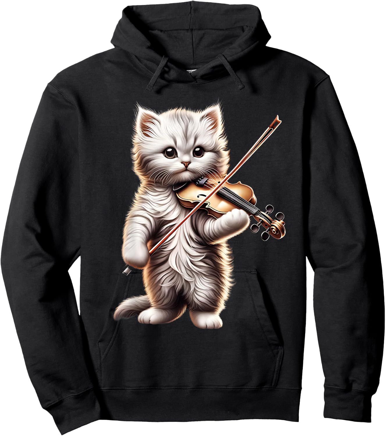Funny Orchestra Musician Violinist Cute Cat Playing Violin Hoodie - Hoodie | Black