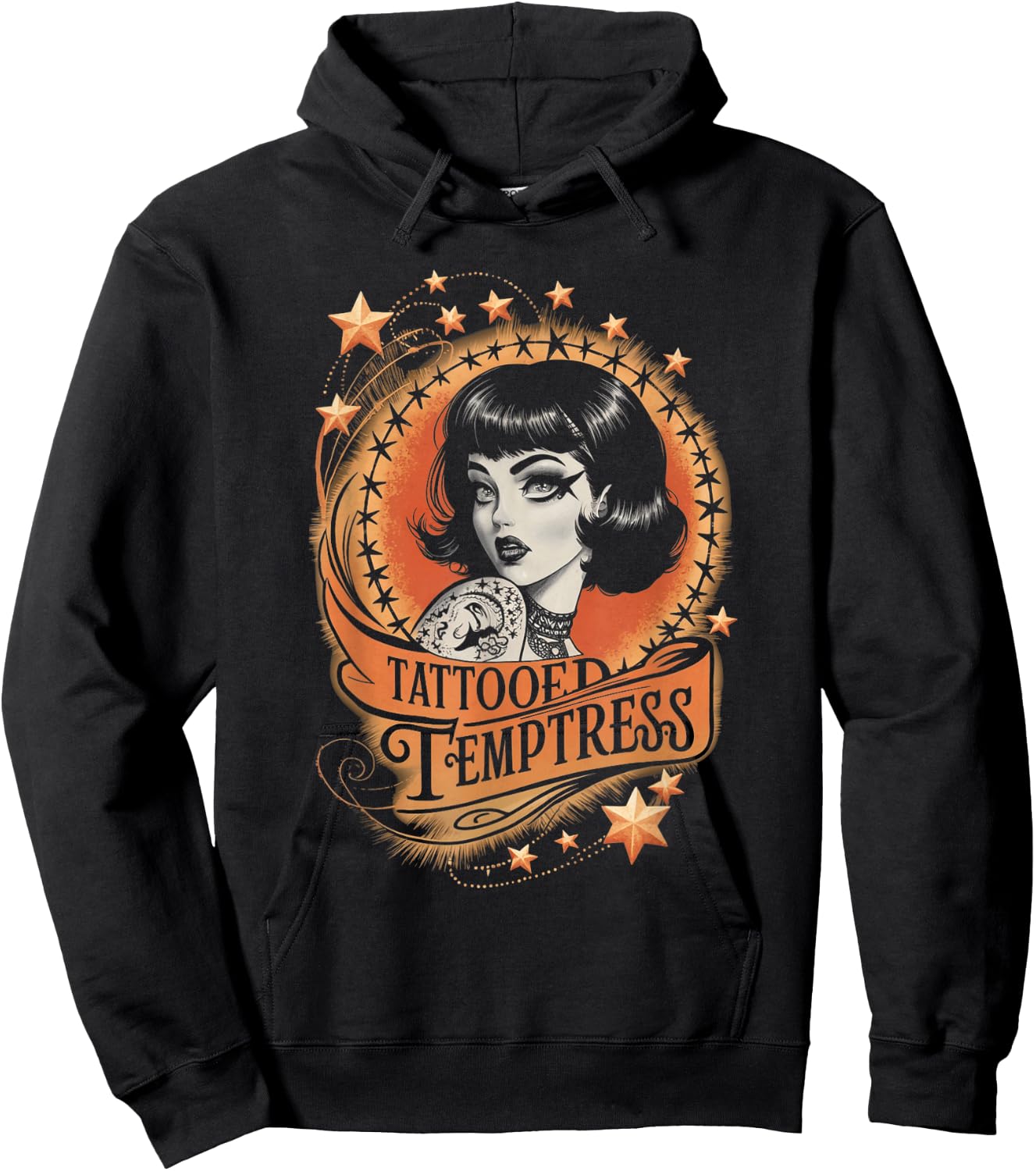 Vintage Tattoo Goth Girl Tattooed Temptress Hoodie - Hoodie | Black