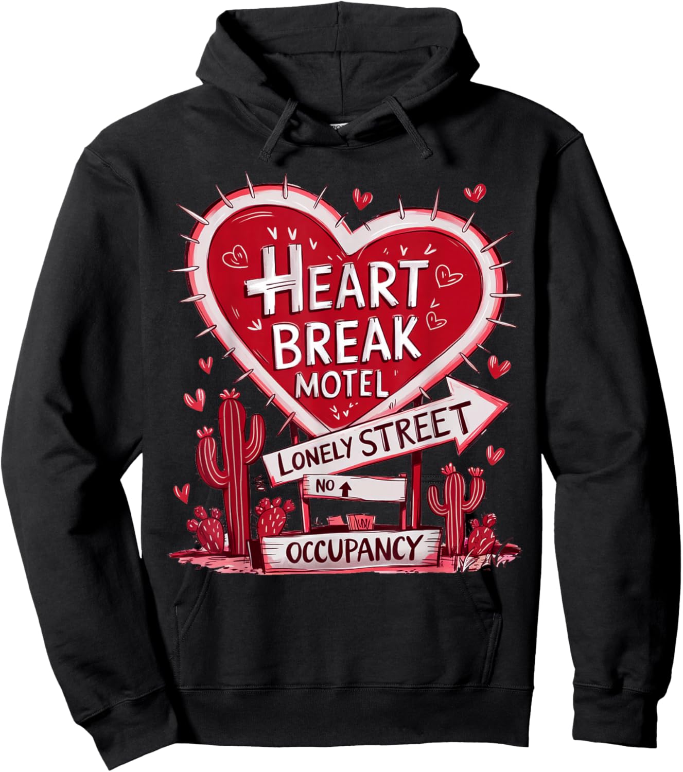 Heart Break Motel Retro Lonely Street Cactus Lovers Design Hoodie - Hoodie | Black