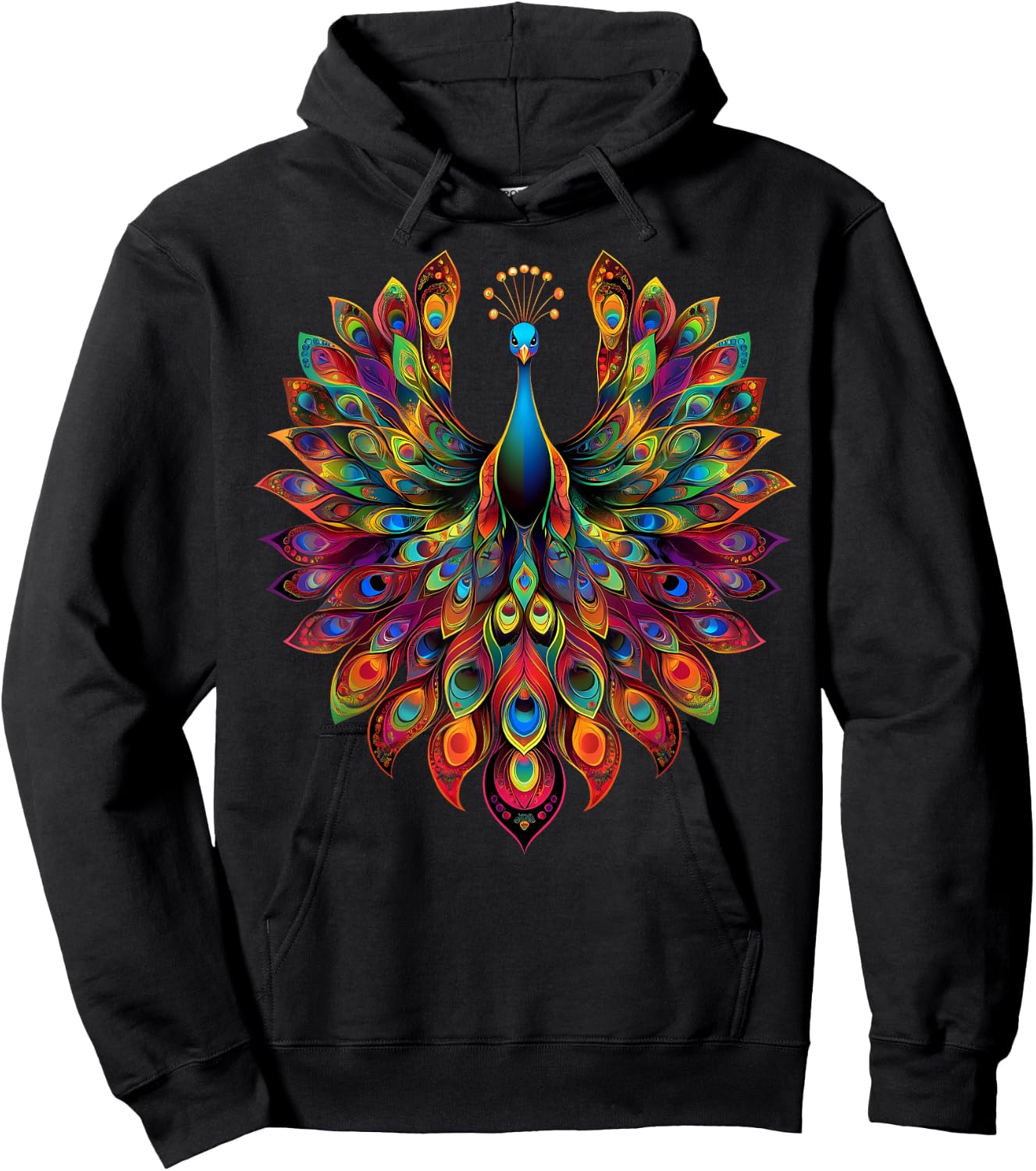 Colorful Peacock Cute Peafowl Bird Lover Men Women Black Hoodie - Hoodie | Black