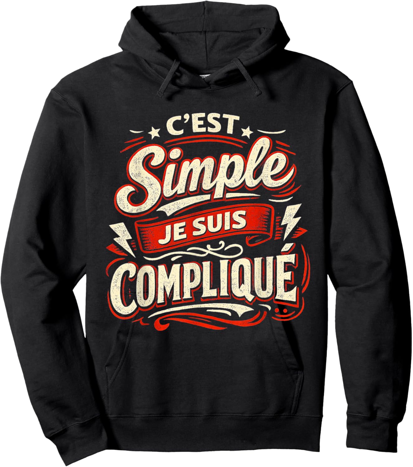 Cadeau Homme Humour Original C'est Simple Je suis Compliqué Hoodie - Hoodie | Black