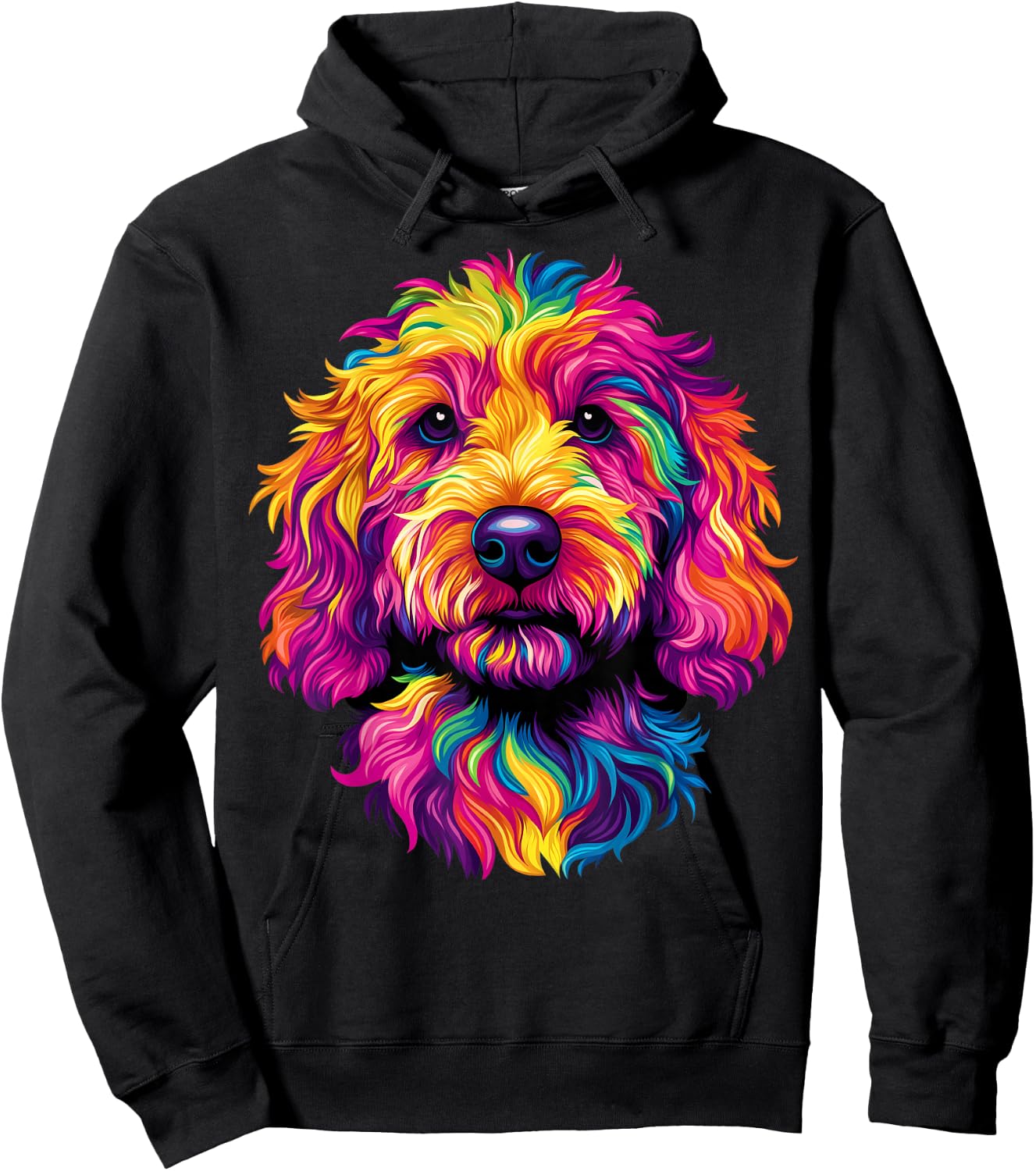 Colorful Goldendoodle Face Golden Doodle Dog Lover Black Hoodie - Hoodie | Black