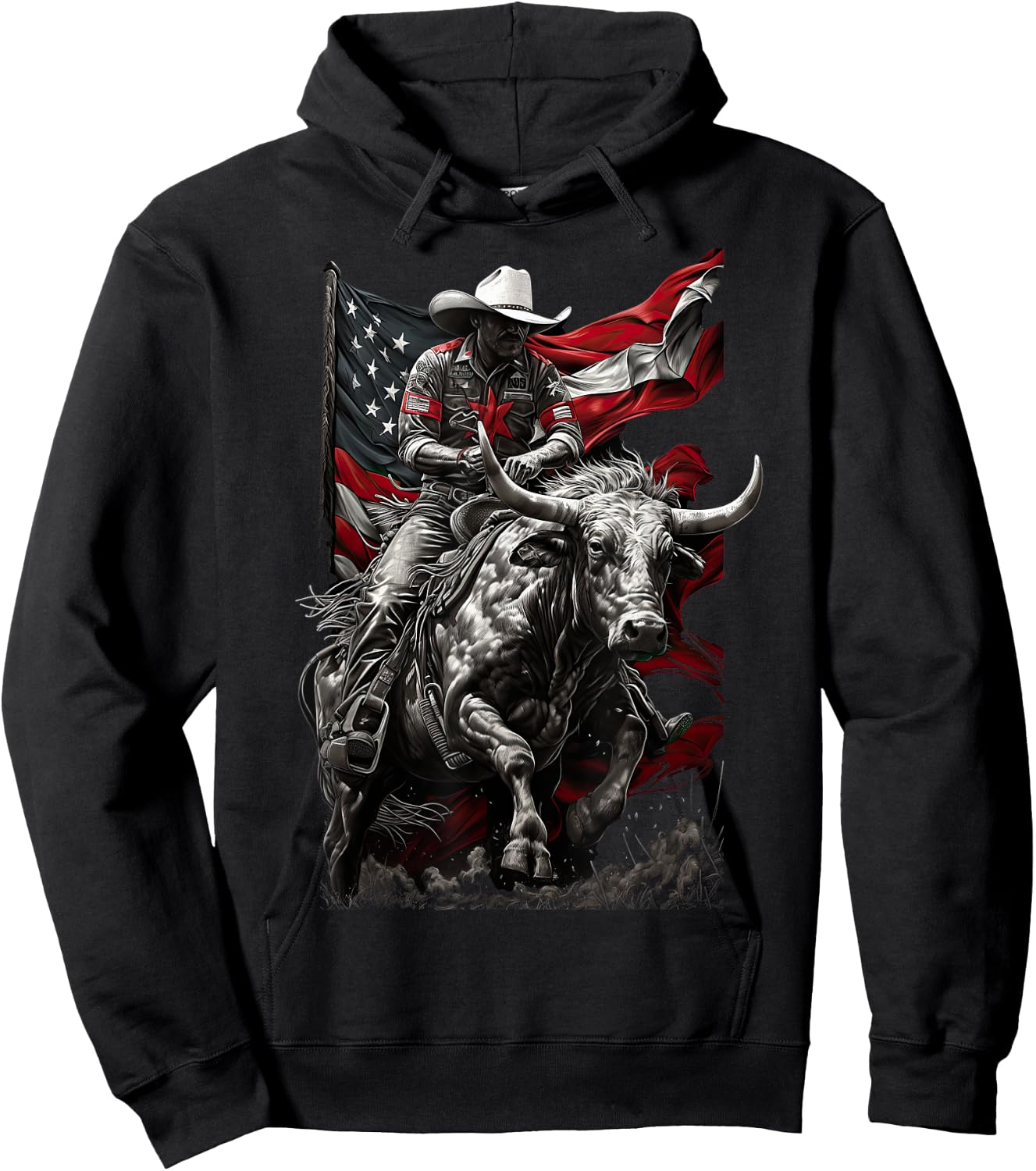 Rodeo Bucking Bull Riding Cowboy western Hoodie - Hoodie | Black