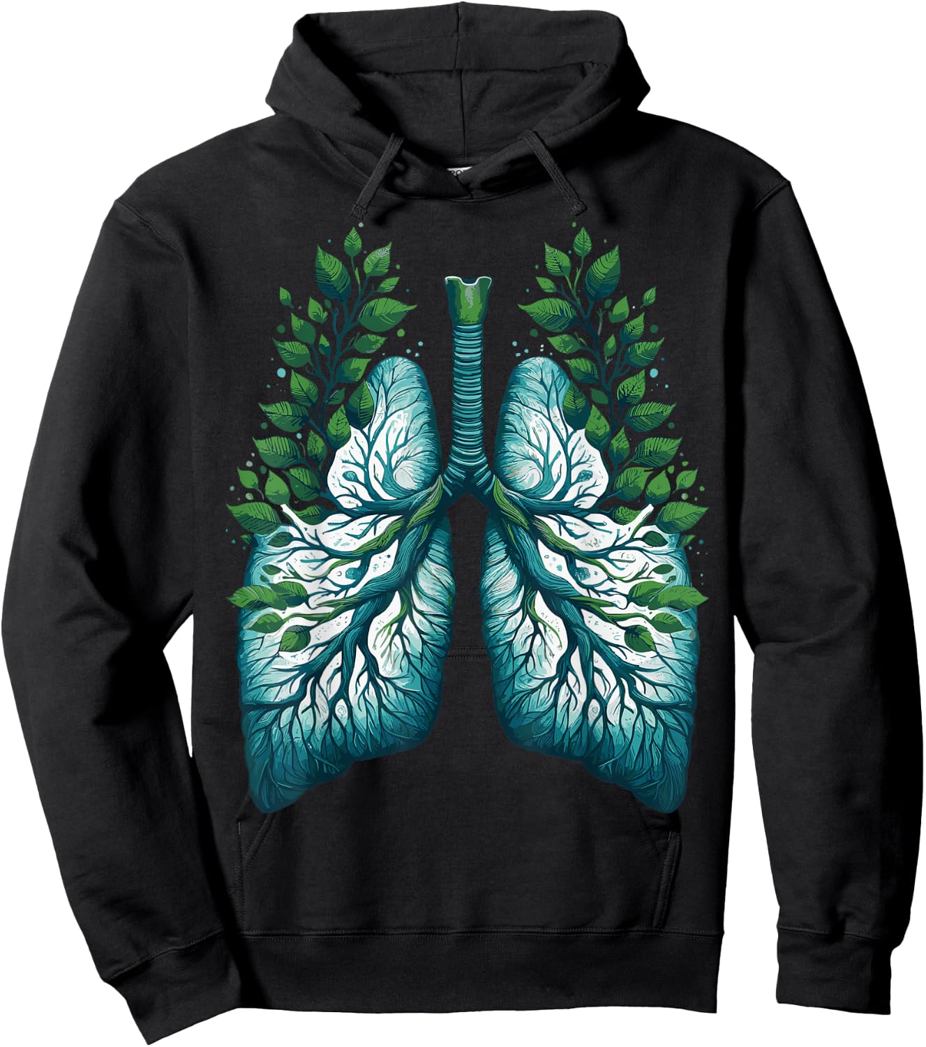 Lungs Tree Nature Art Green Leaves Women Hoodie - Hoodie | Black