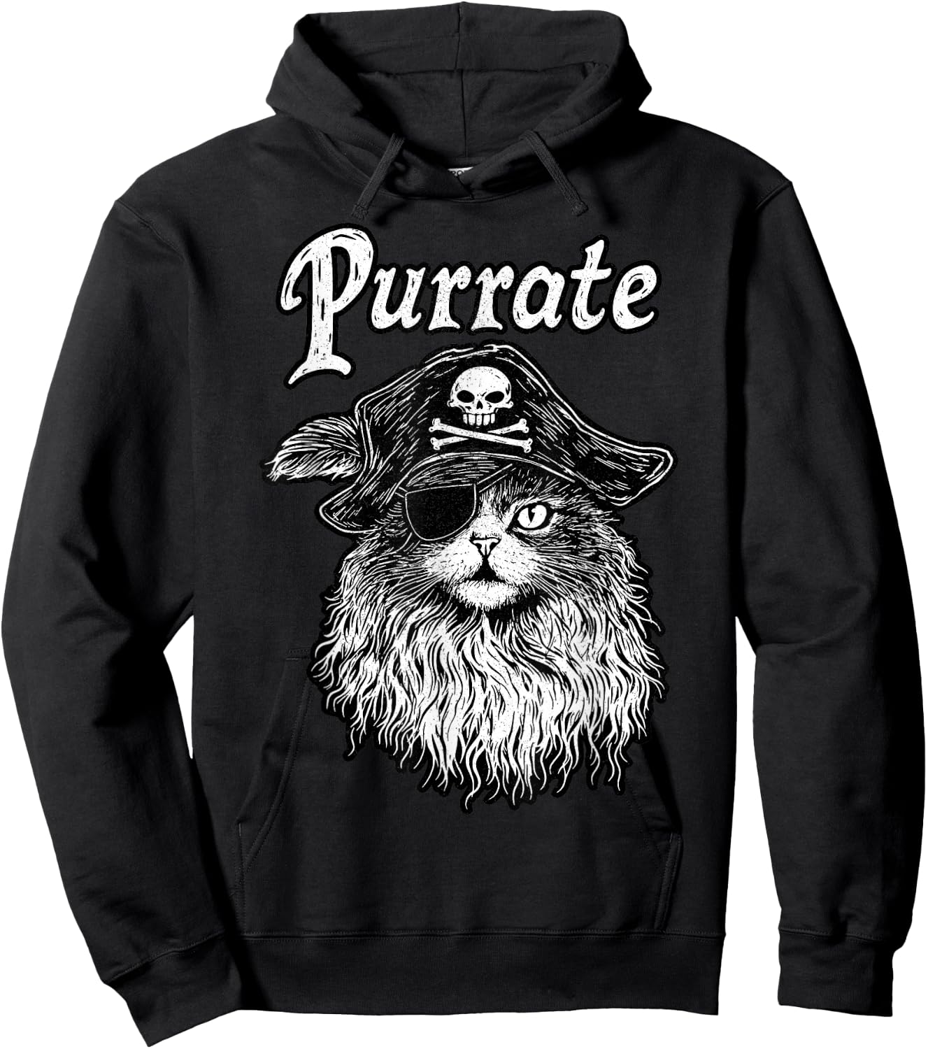Purrate Pirate Cat – Feline Lover Funny Kitty Pun Hoodie - Hoodie | Black