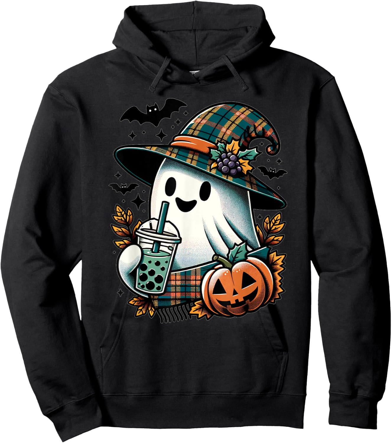 Funny Halloween Retro Ghost Spooky Season Hoodie - Hoodie | Black