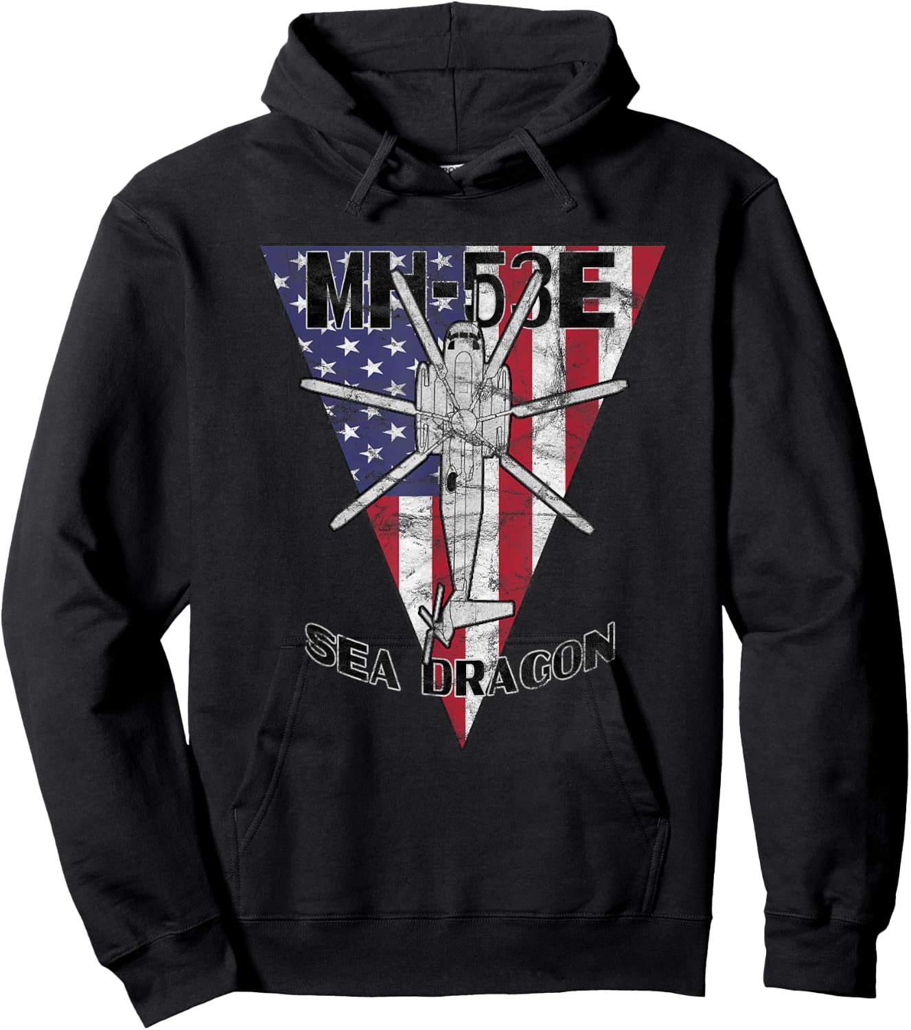 MH-53E Sea Dragon Military Helicopter Patriotic Vintage Hoodie - Hoodie | Black