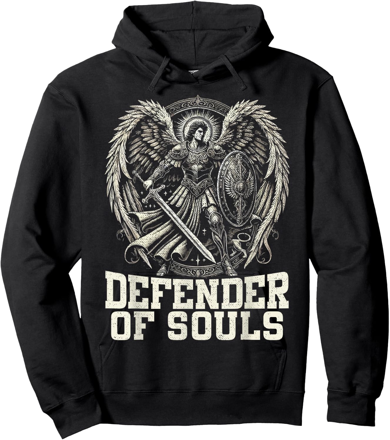 Archangel Michael Christianity SteMi Apparel Catholic Christian -Adults Black Short Sleeve Hoodie - Hoodie | Black