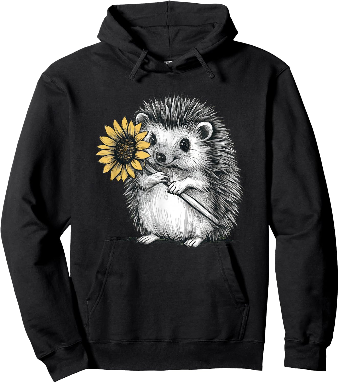 Cute hedgehog with sunflower Hoodie - Hoodie | Black