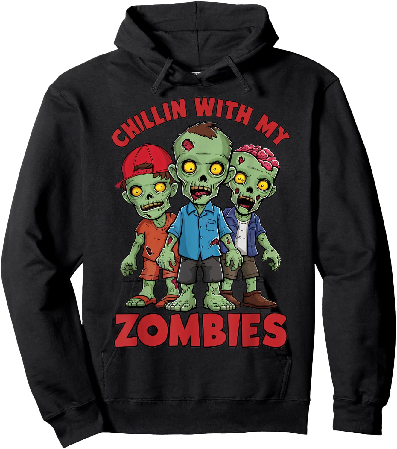 Chillin With My Zombies Halloween Boys Kids Funny Hoodie - Hoodie | Black