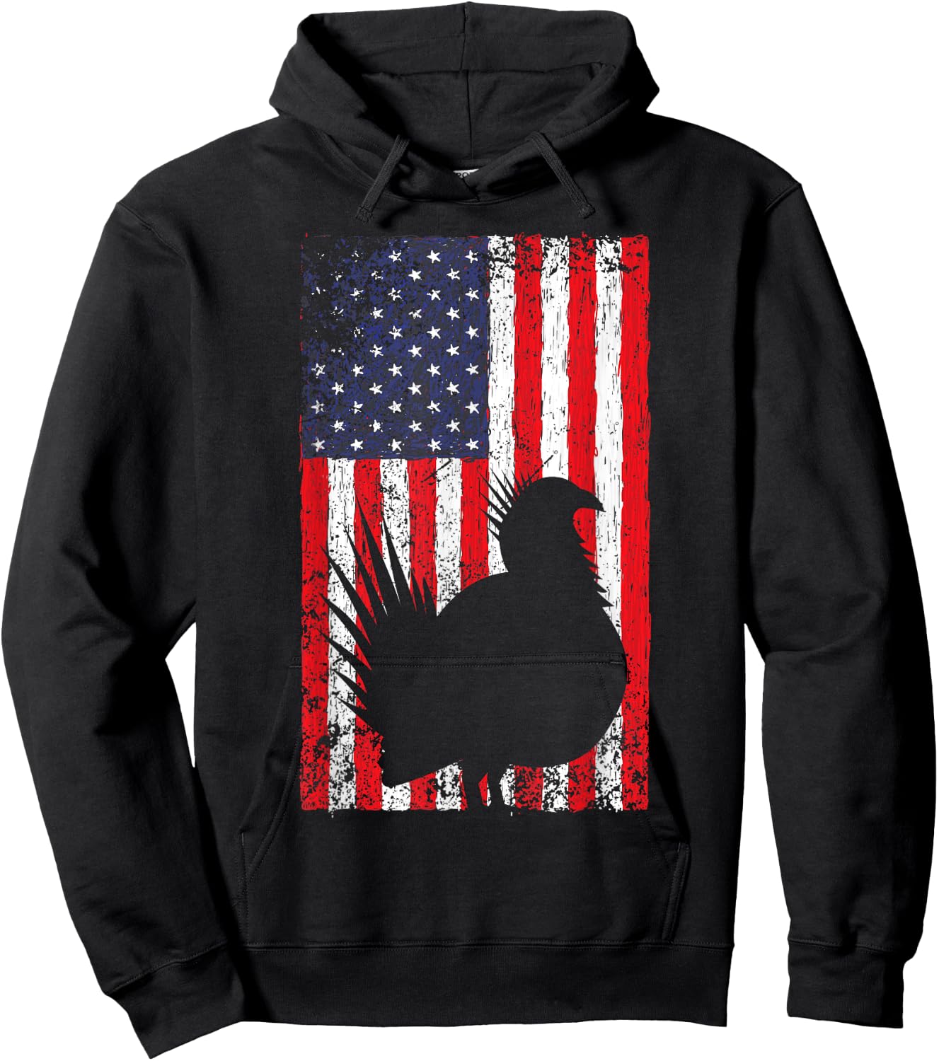 Sage Grouse American Flag Vintage Western Bird Country Hoodie - Hoodie | Black